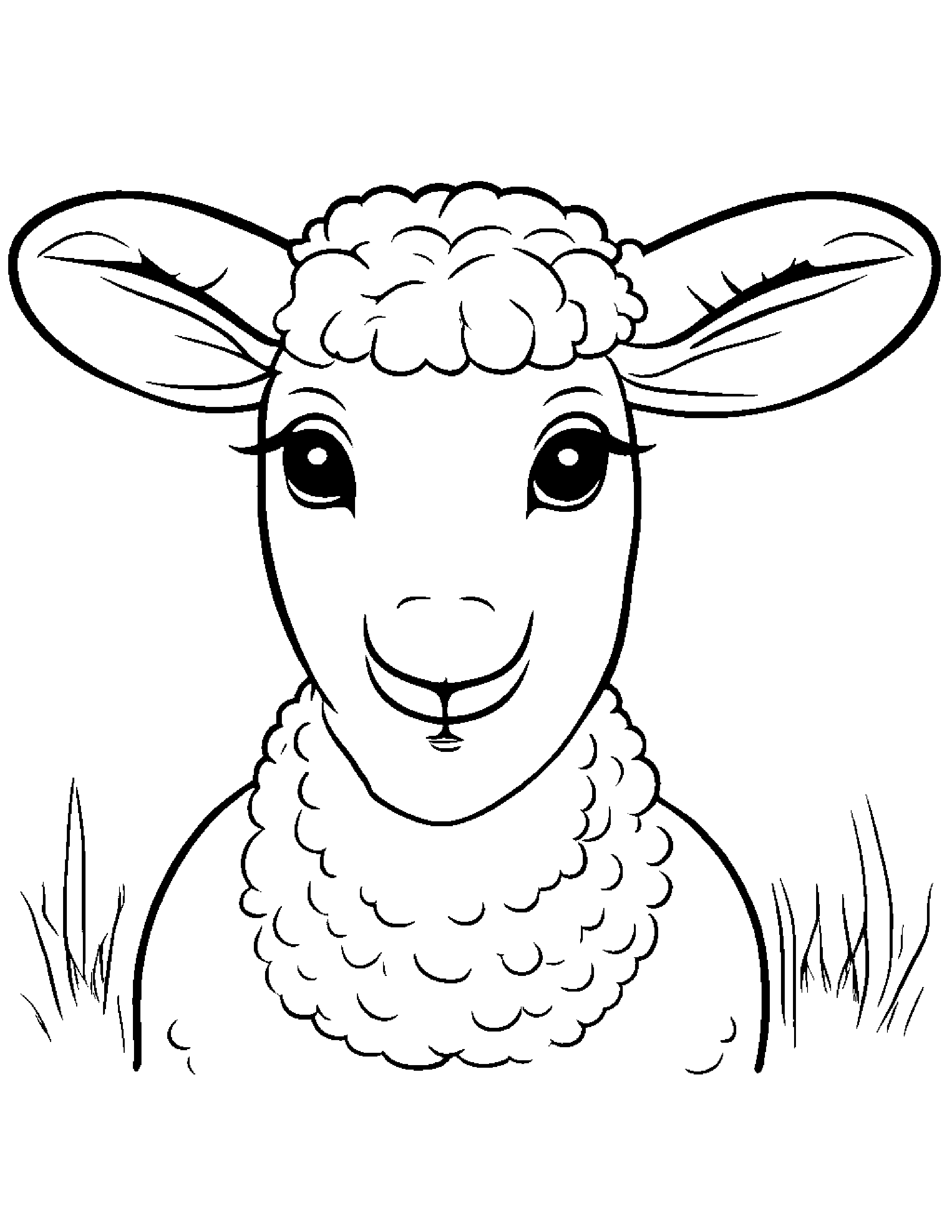 Lamb Making Silly Faces Coloring Page (Free Printable PDF)