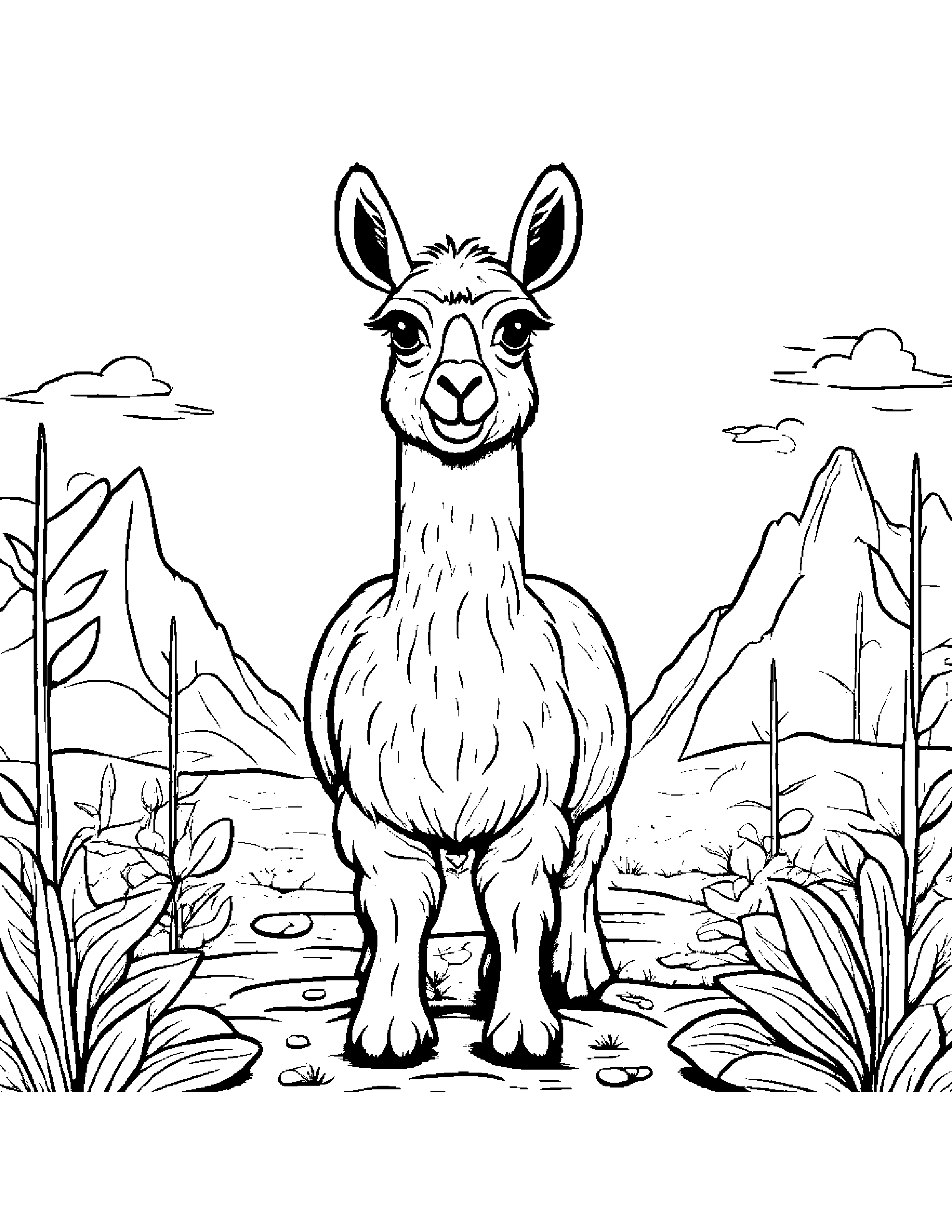Llama Planting A Seed #3 Coloring Page (Free Printable PDF)