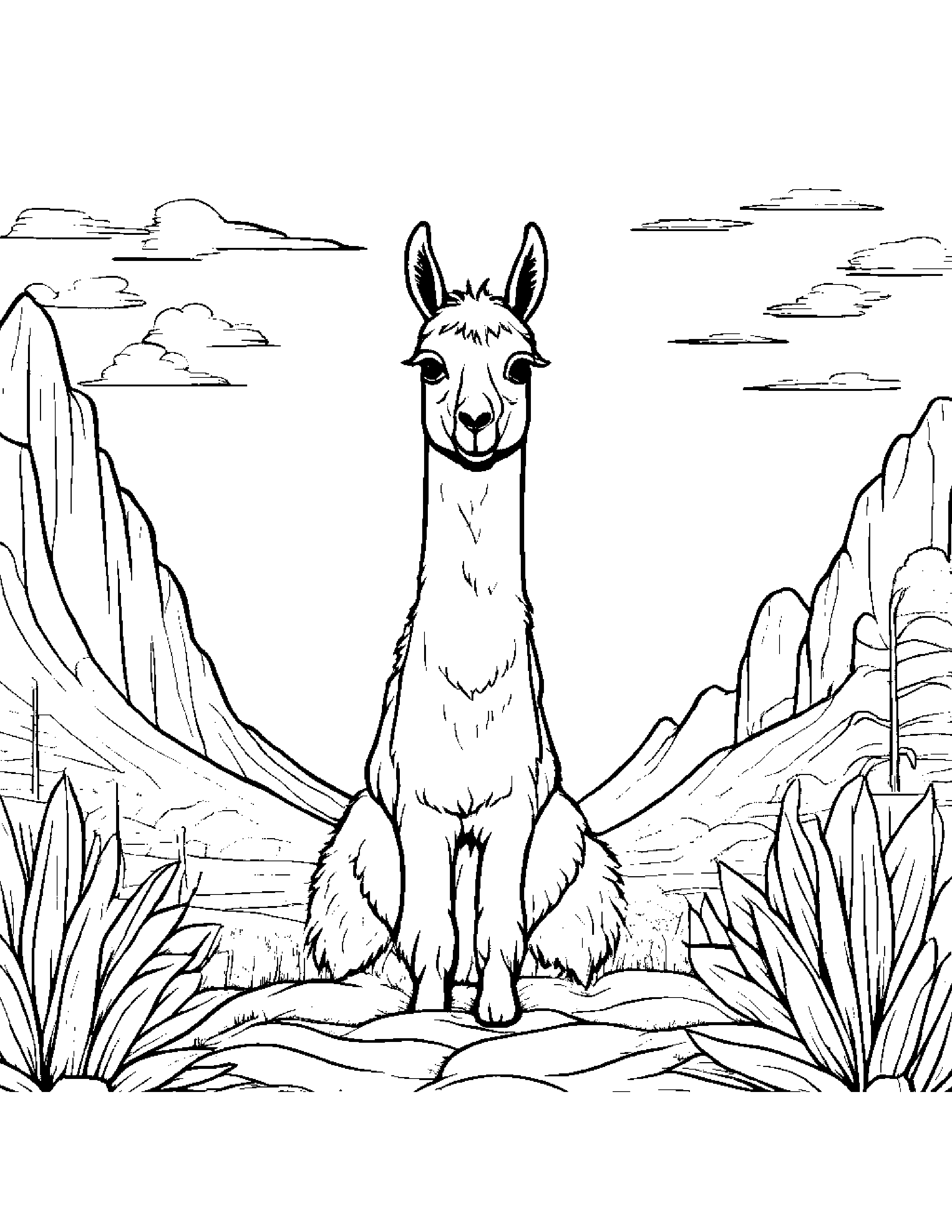 Llama Planting A Seed Coloring Page (Free Printable PDF)