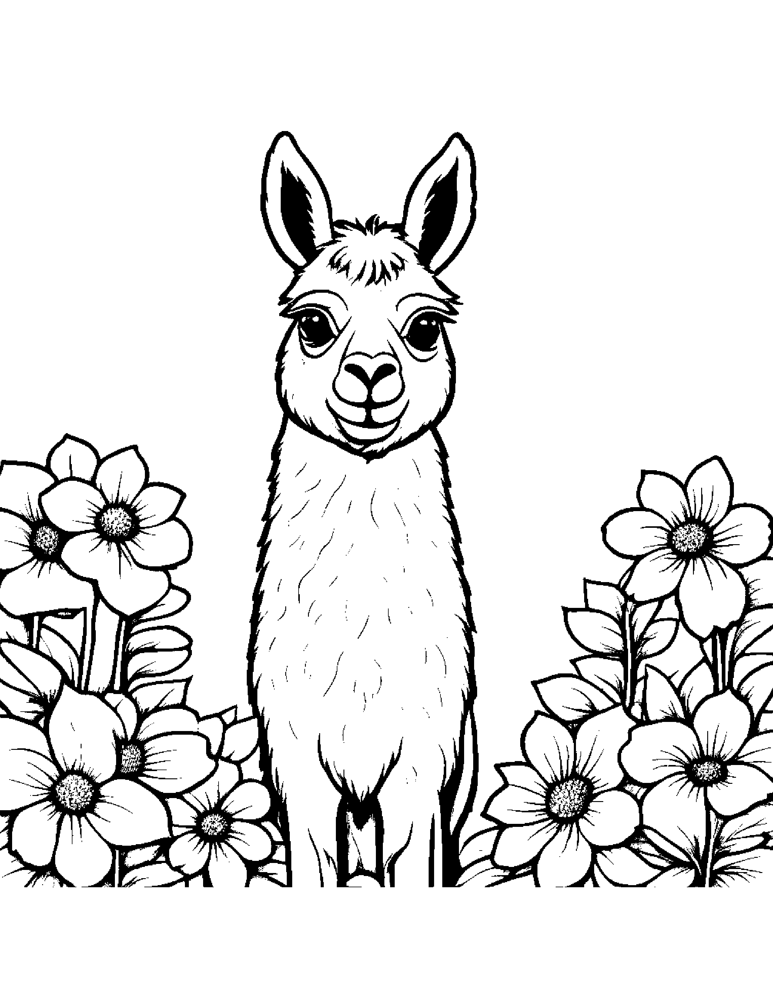 Llama With A Small Flower In A Classroom Corner #3 Coloring Page (Free Printable PDF)