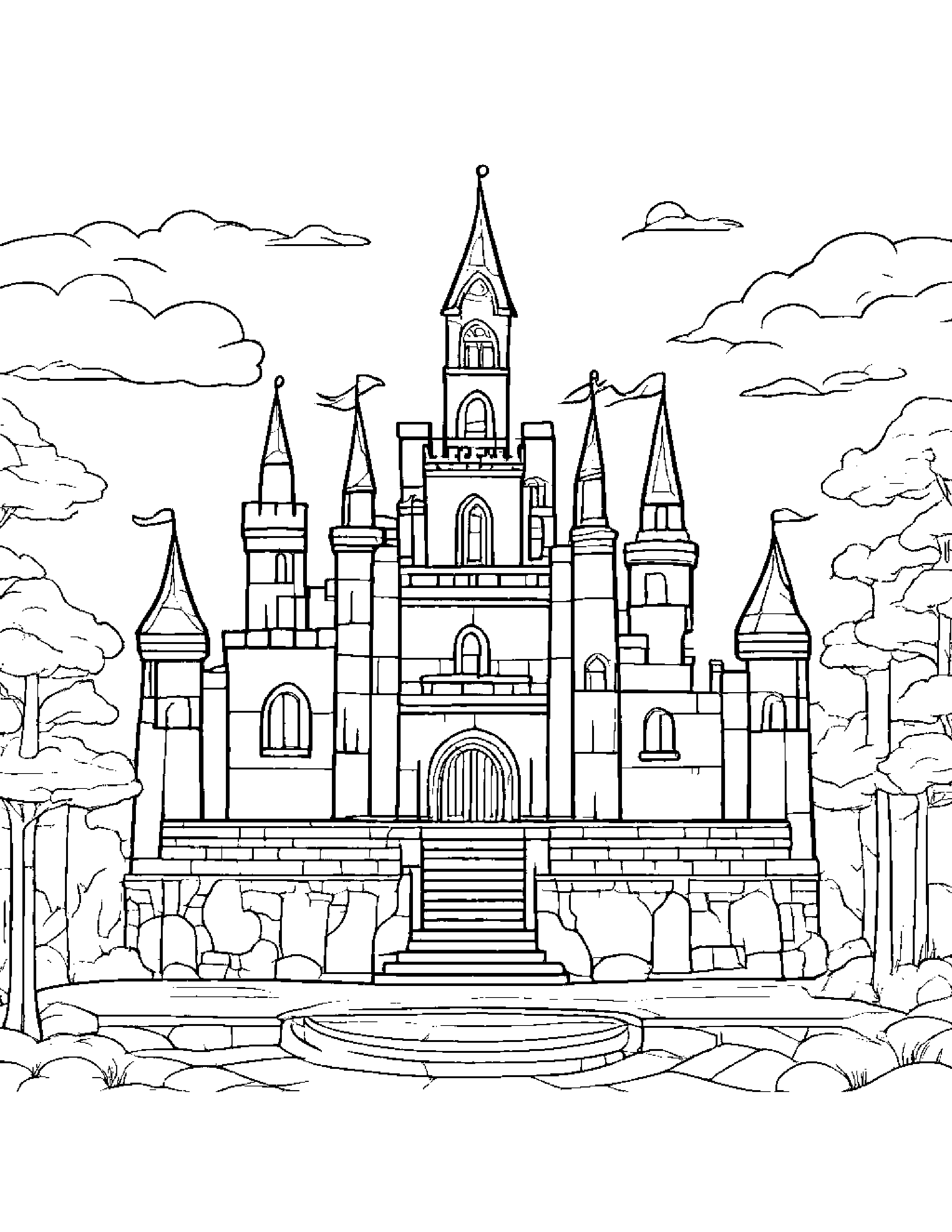 Merry Castle Block #3 Coloring Page (Free Printable PDF)