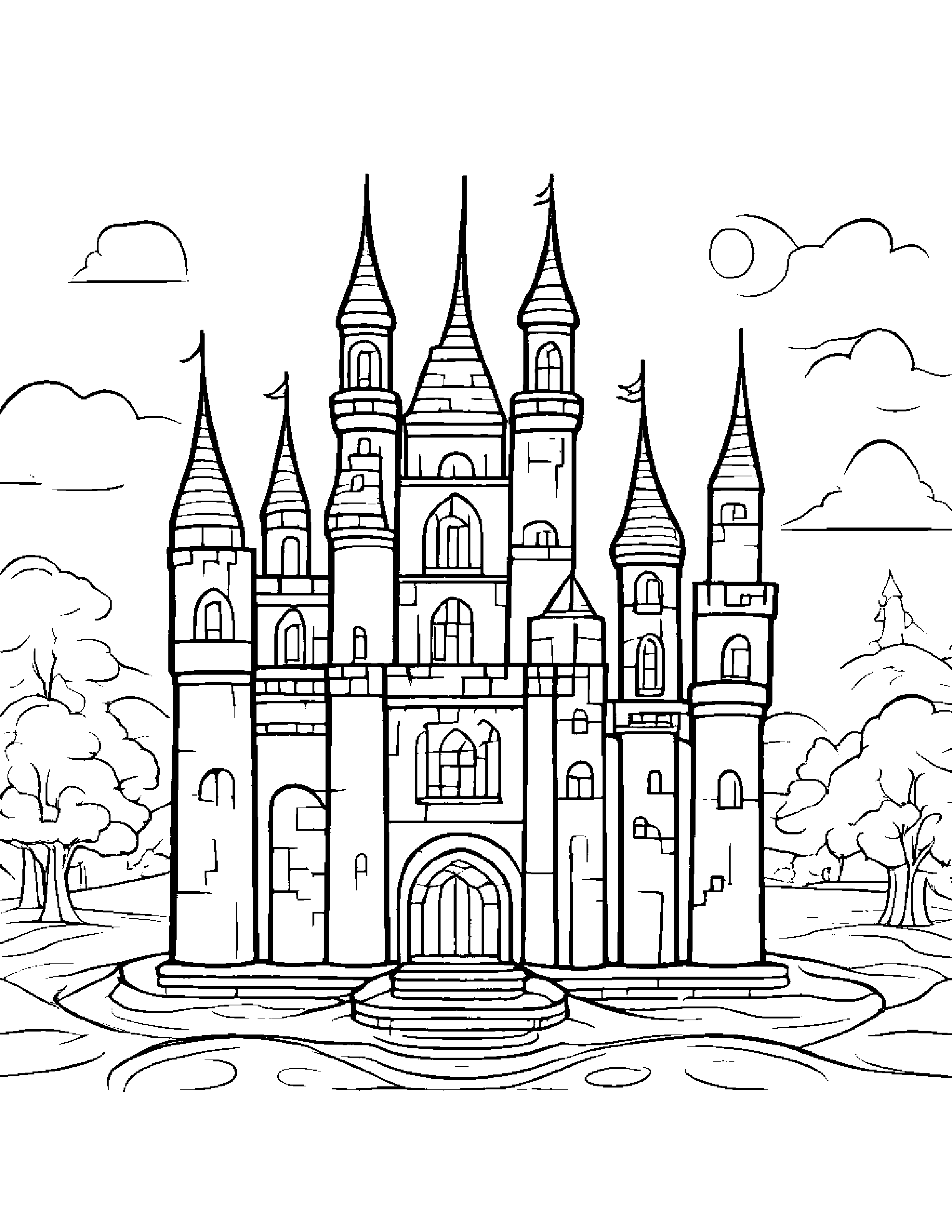Merry Castle Block #4 Coloring Page (Free Printable PDF)