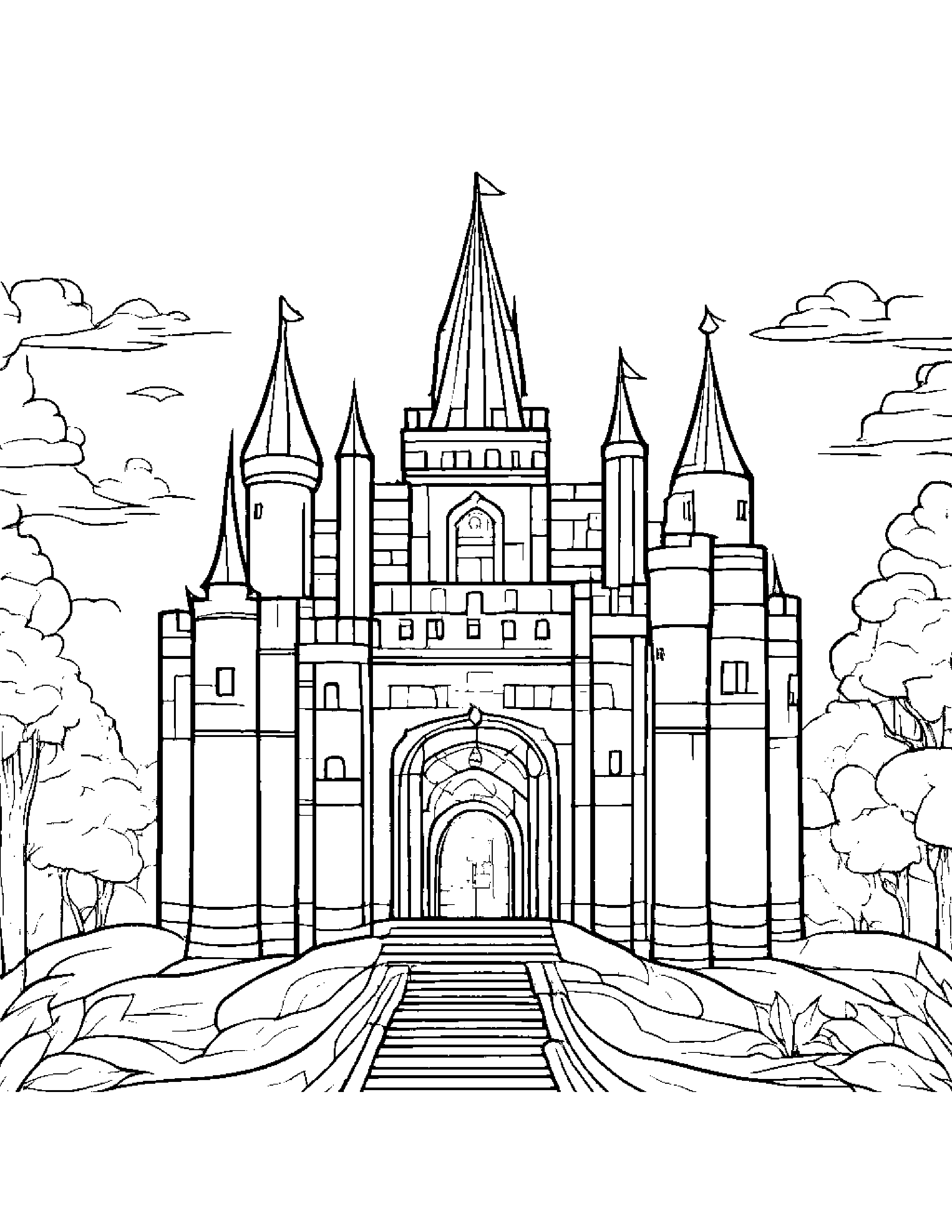 Merry Castle Block #5 Coloring Page (Free Printable PDF)