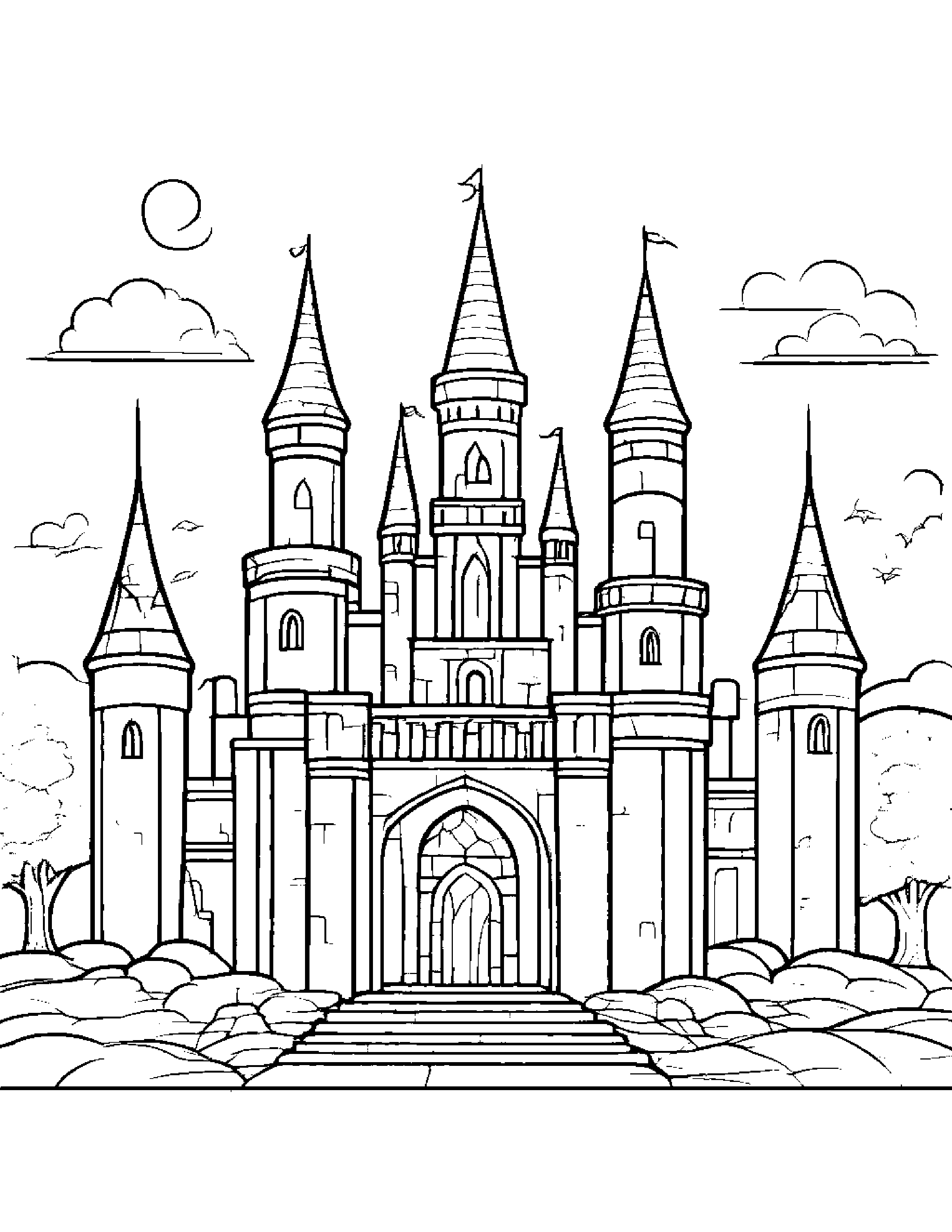Merry Castle Block Coloring Page (Free Printable PDF)