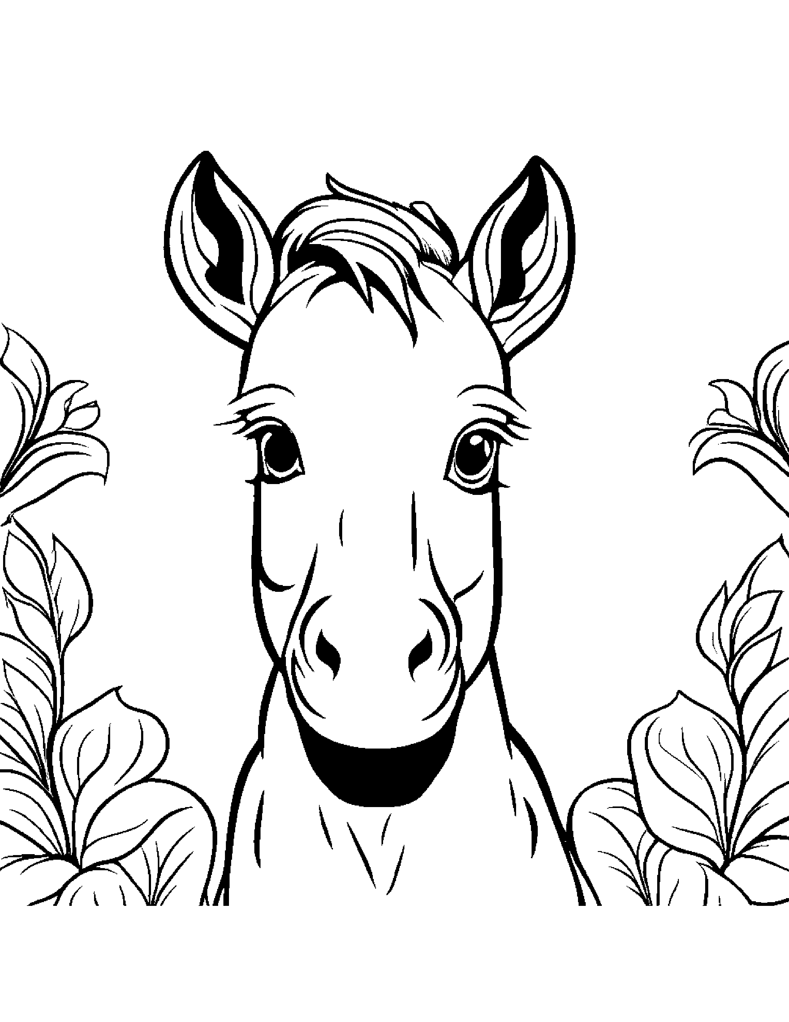 Merry Foal Smiling Coloring Page (Free Printable PDF)