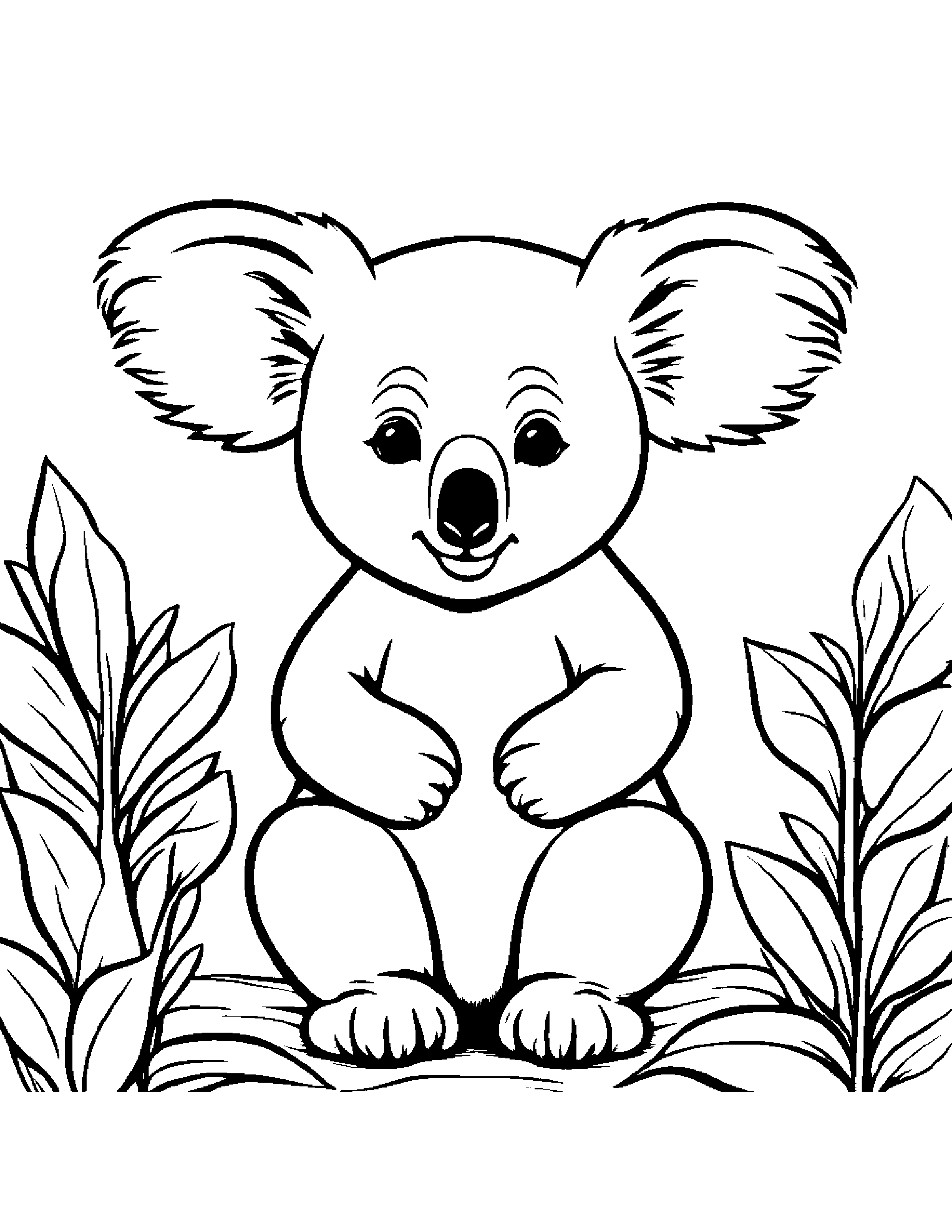 Merry Koala Watering A Plant #3 Coloring Page (Free Printable PDF)
