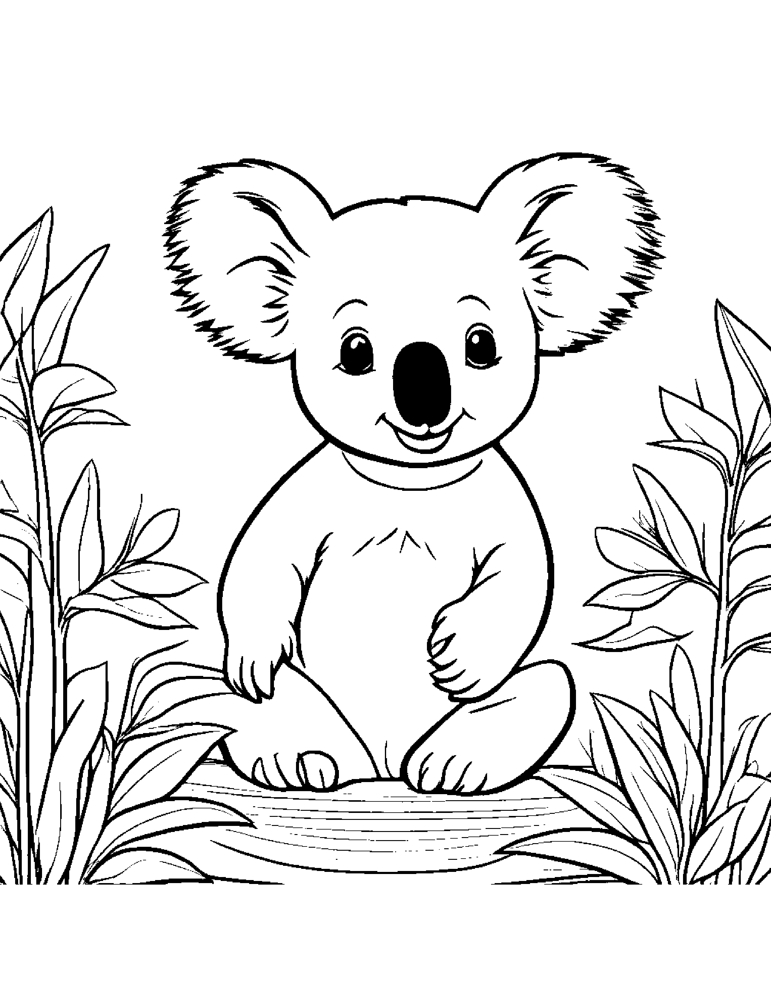 Merry Koala Watering A Plant Coloring Page (Free Printable PDF)