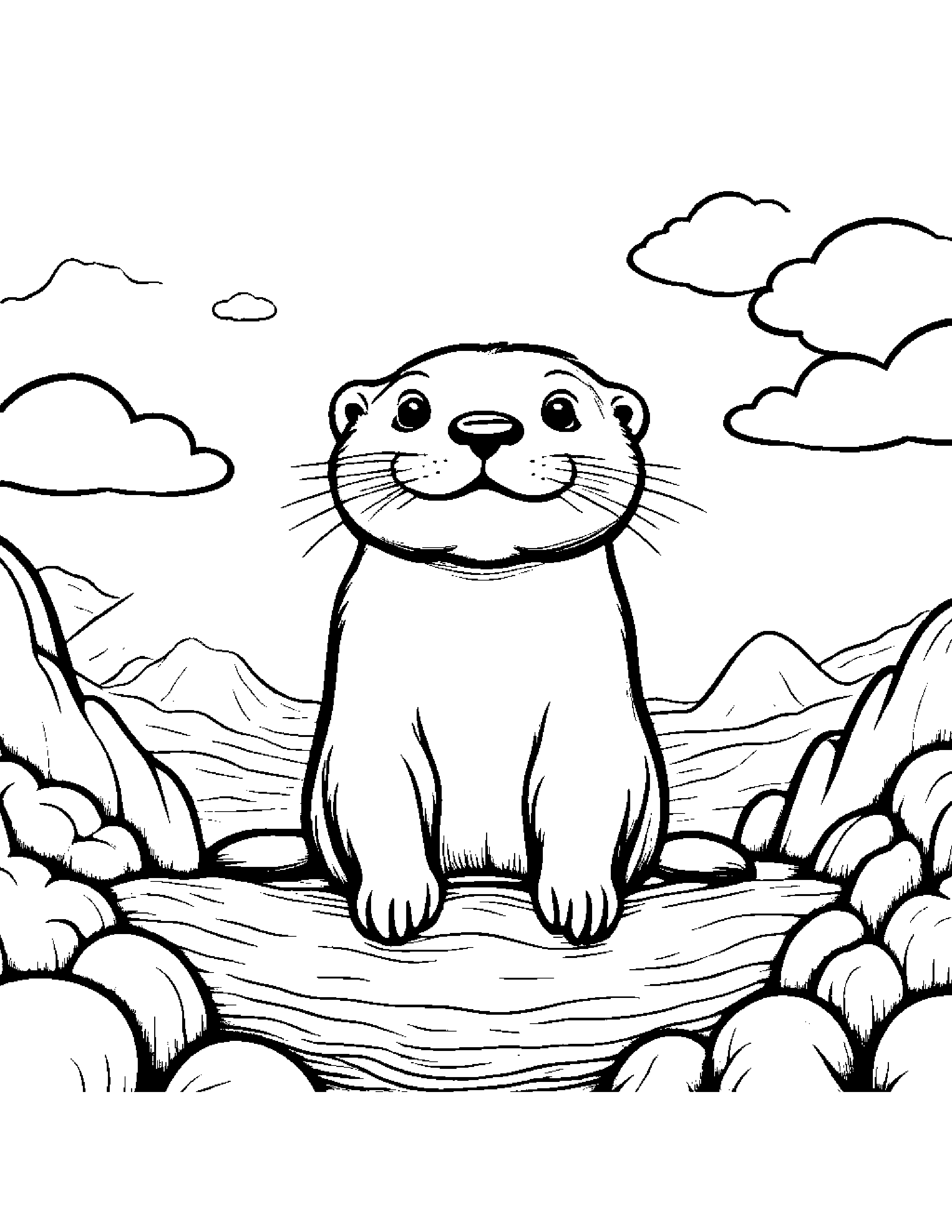 Merry Otter On A Fluffy Cloud #3 Coloring Page (Free Printable PDF)