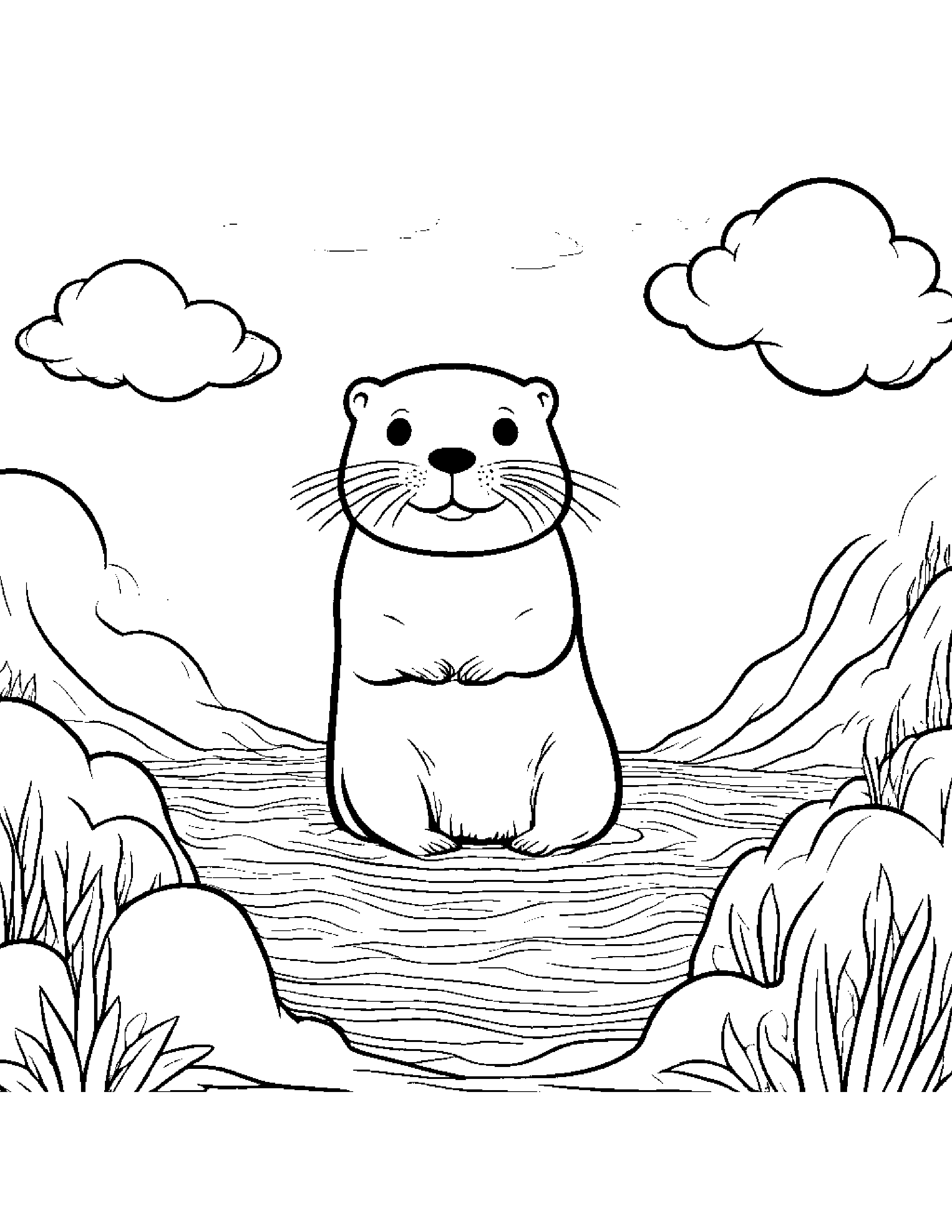 Merry Otter On A Fluffy Cloud Coloring Page (Free Printable PDF)