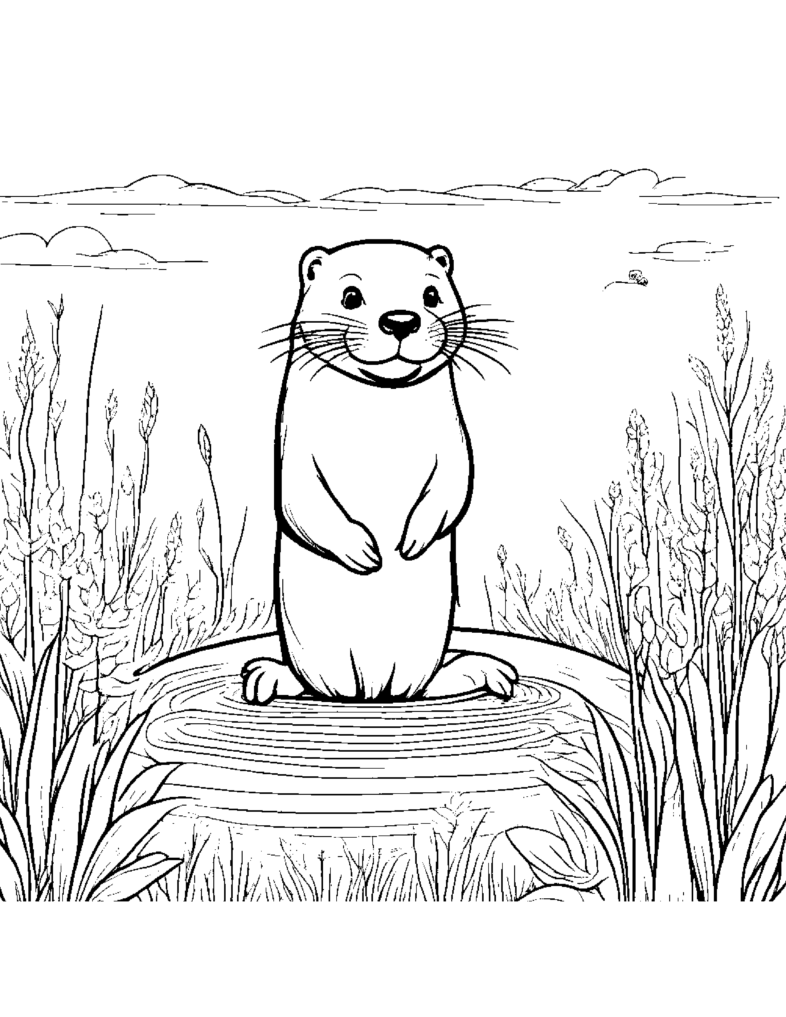 Otter Planting A Seed In A Sunny Meadow #3 Coloring Page (Free Printable PDF)