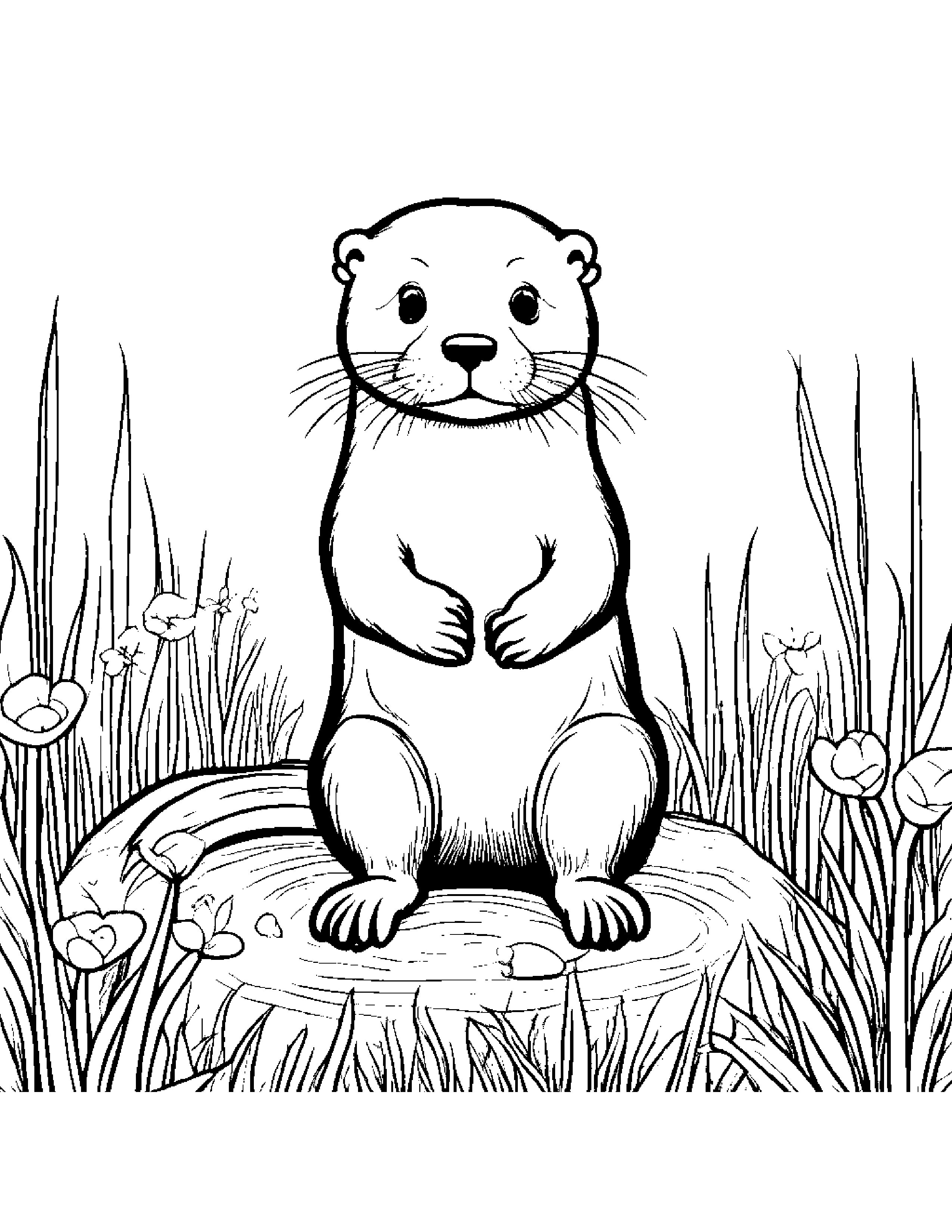 Otter Planting A Seed In A Sunny Meadow #4 Coloring Page (Free Printable PDF)
