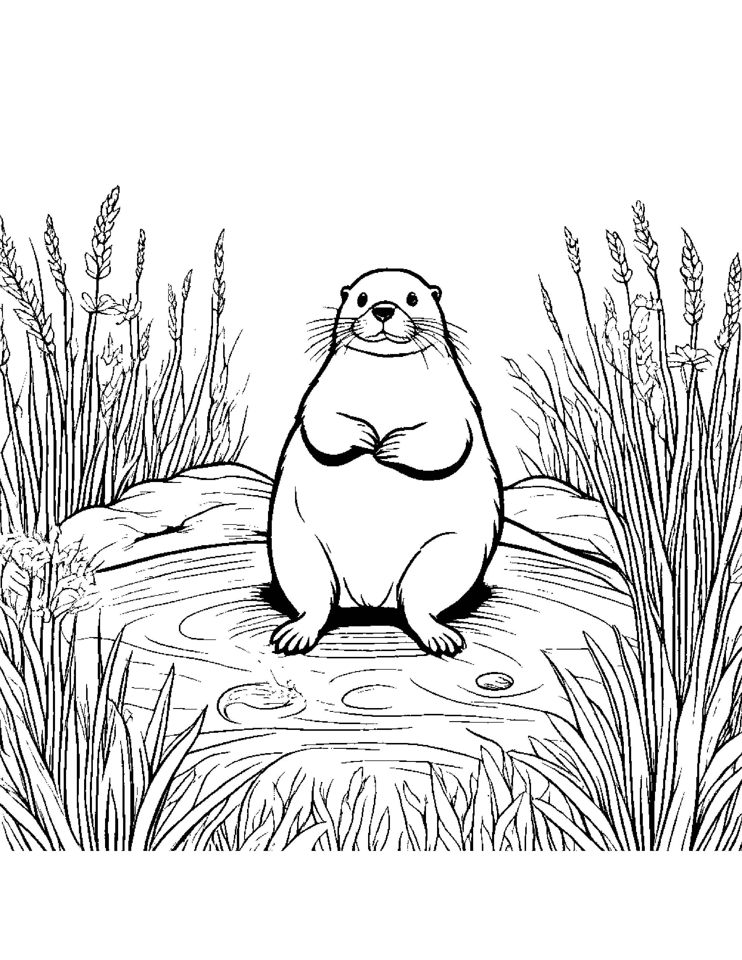 Otter Planting A Seed In A Sunny Meadow #5 Coloring Page (Free Printable PDF)