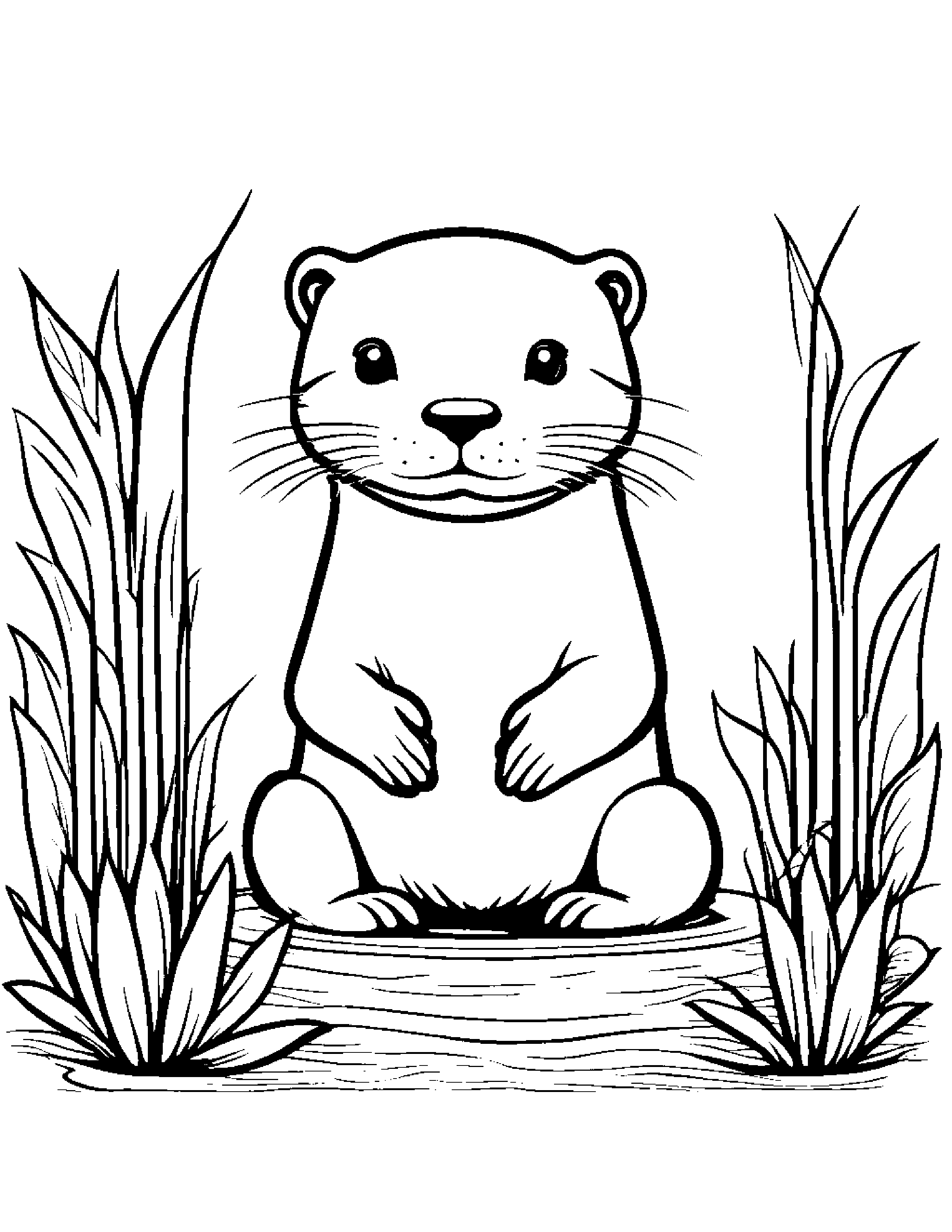 Otter Watering A Plant #2 Coloring Page (Free Printable PDF)