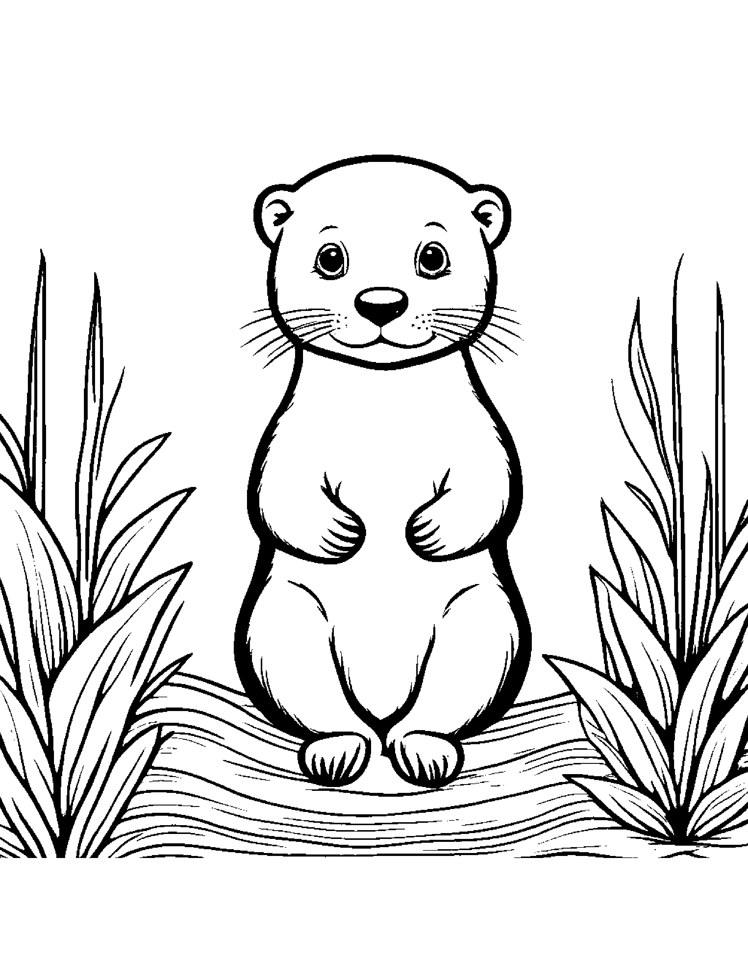 Otter Watering A Plant #3 Coloring Page (Free Printable PDF)