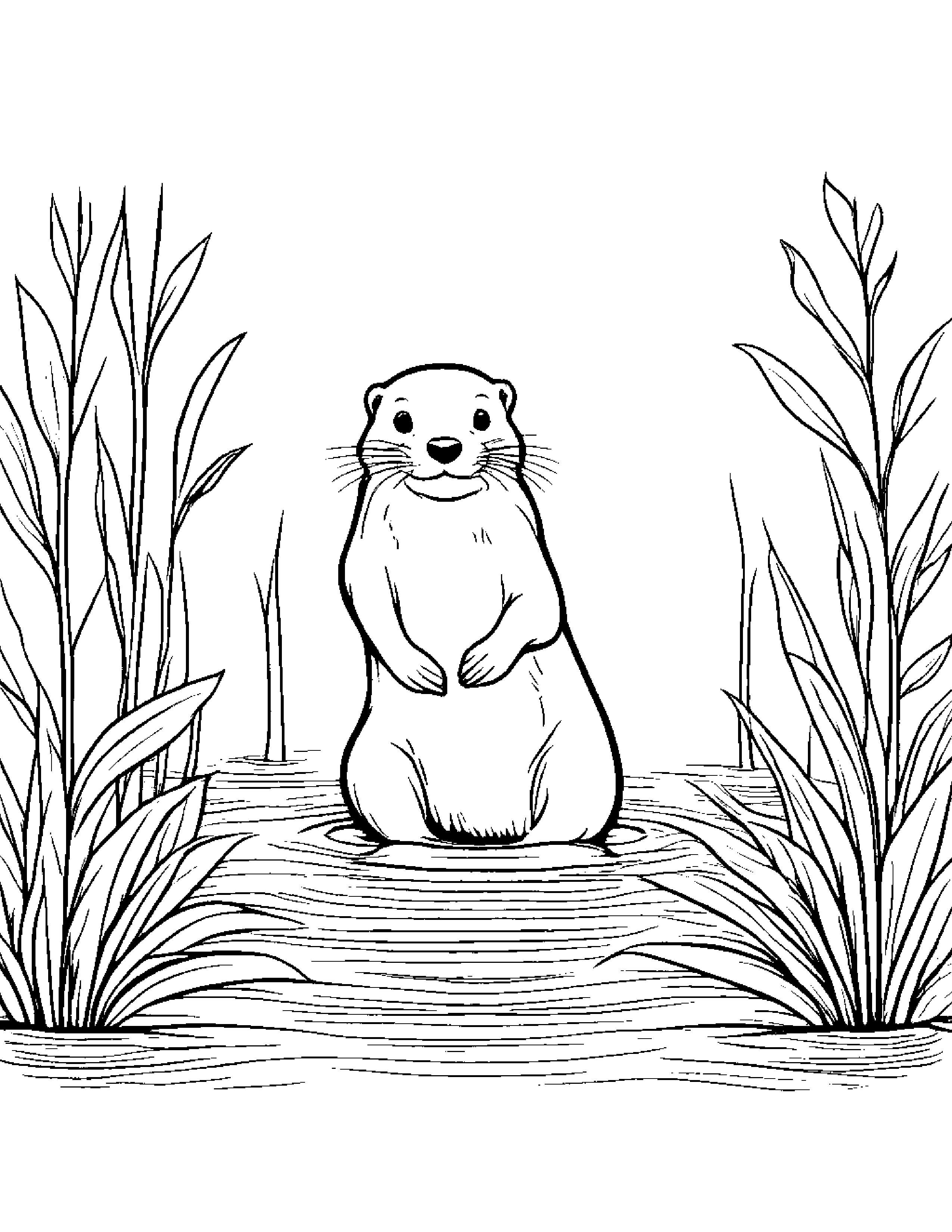 Otter Watering A Plant Coloring Page (Free Printable PDF)