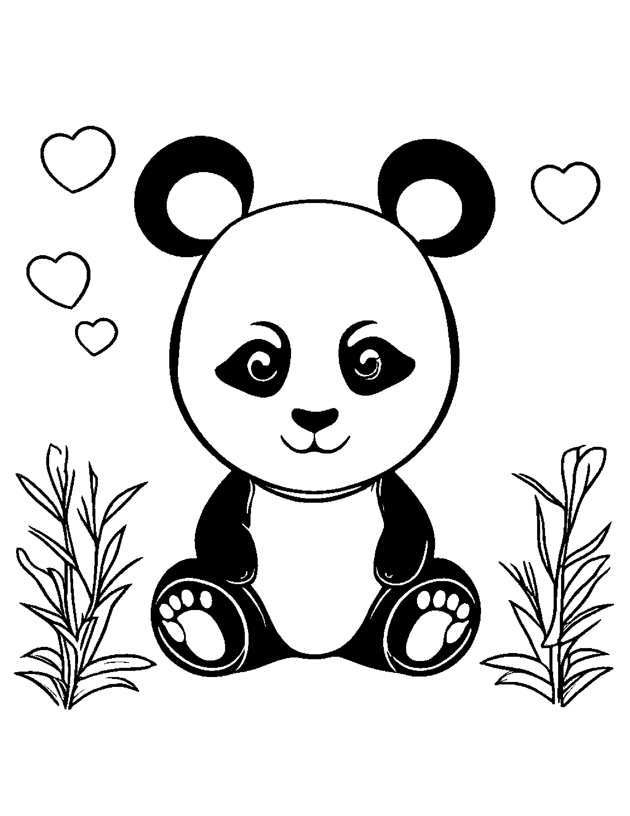 Panda With A Little Heart #3 Coloring Page (Free Printable PDF)