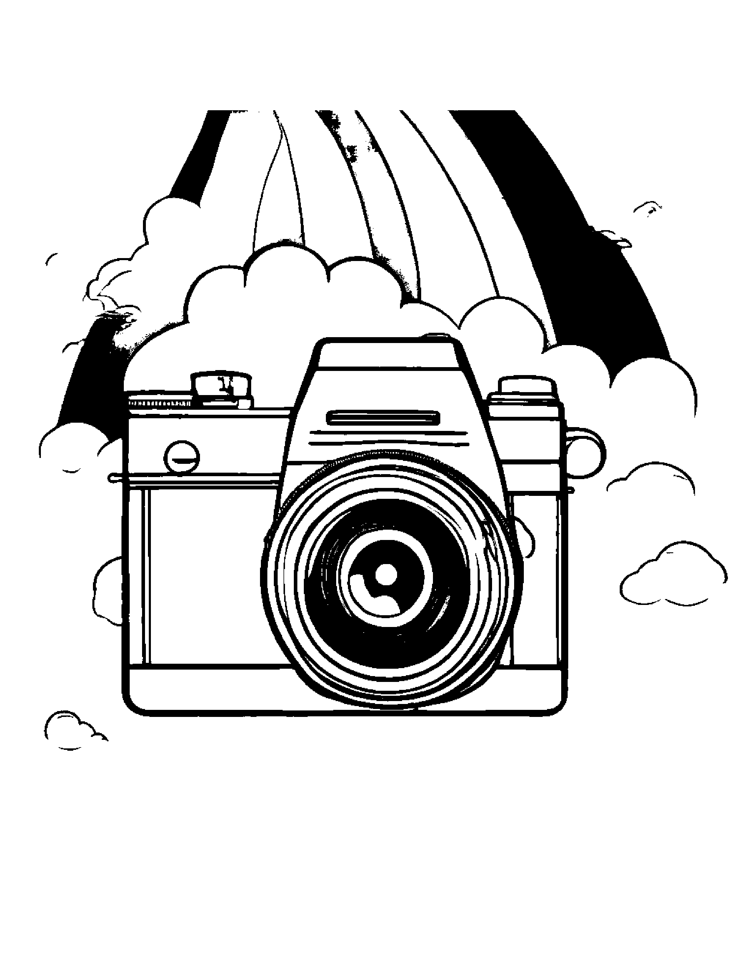 Playful Camera Toy Under A Rainbow #5 Coloring Page (Free Printable PDF)