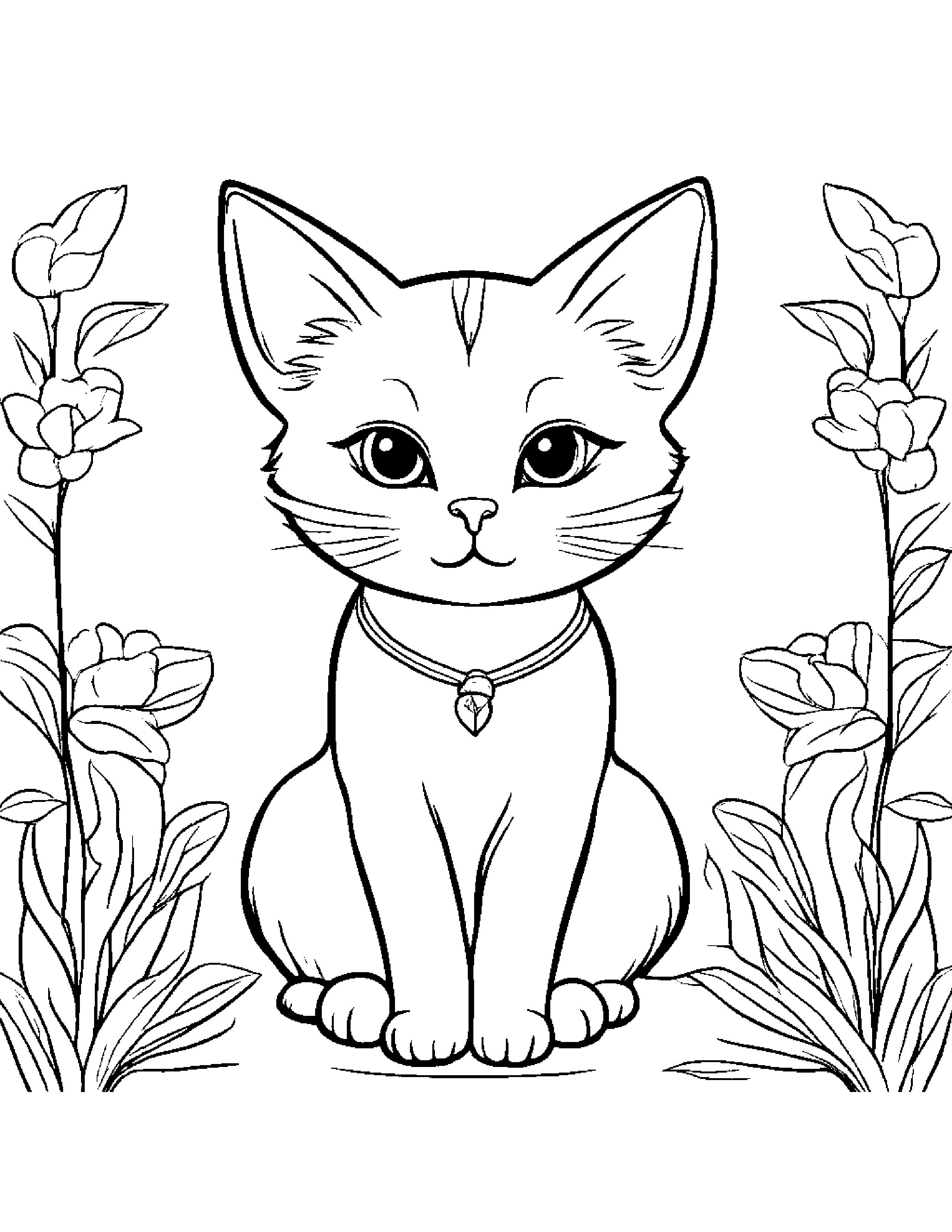 Polite Kitty #2 Coloring Page (Free Printable PDF)