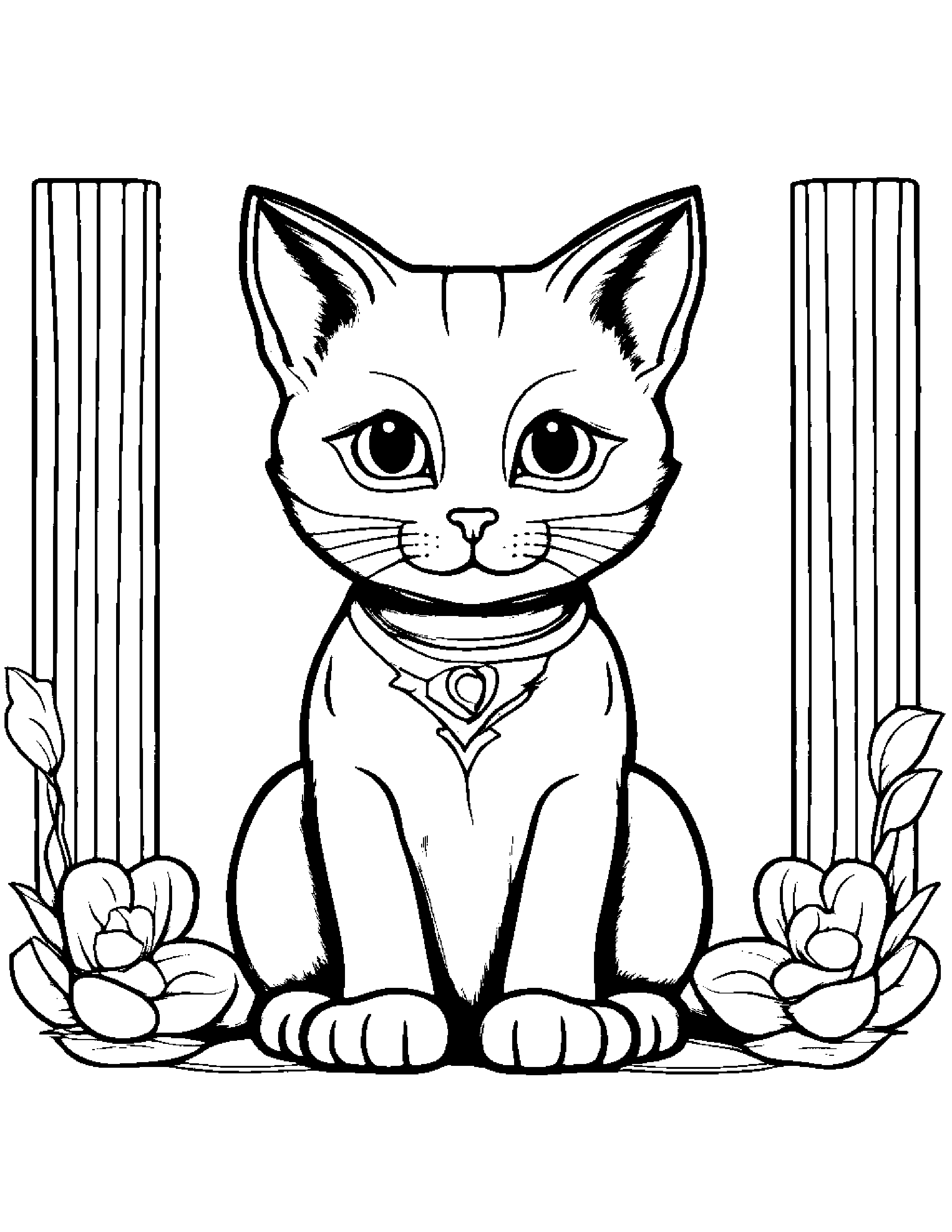 Polite Kitty Coloring Page (Free Printable PDF)