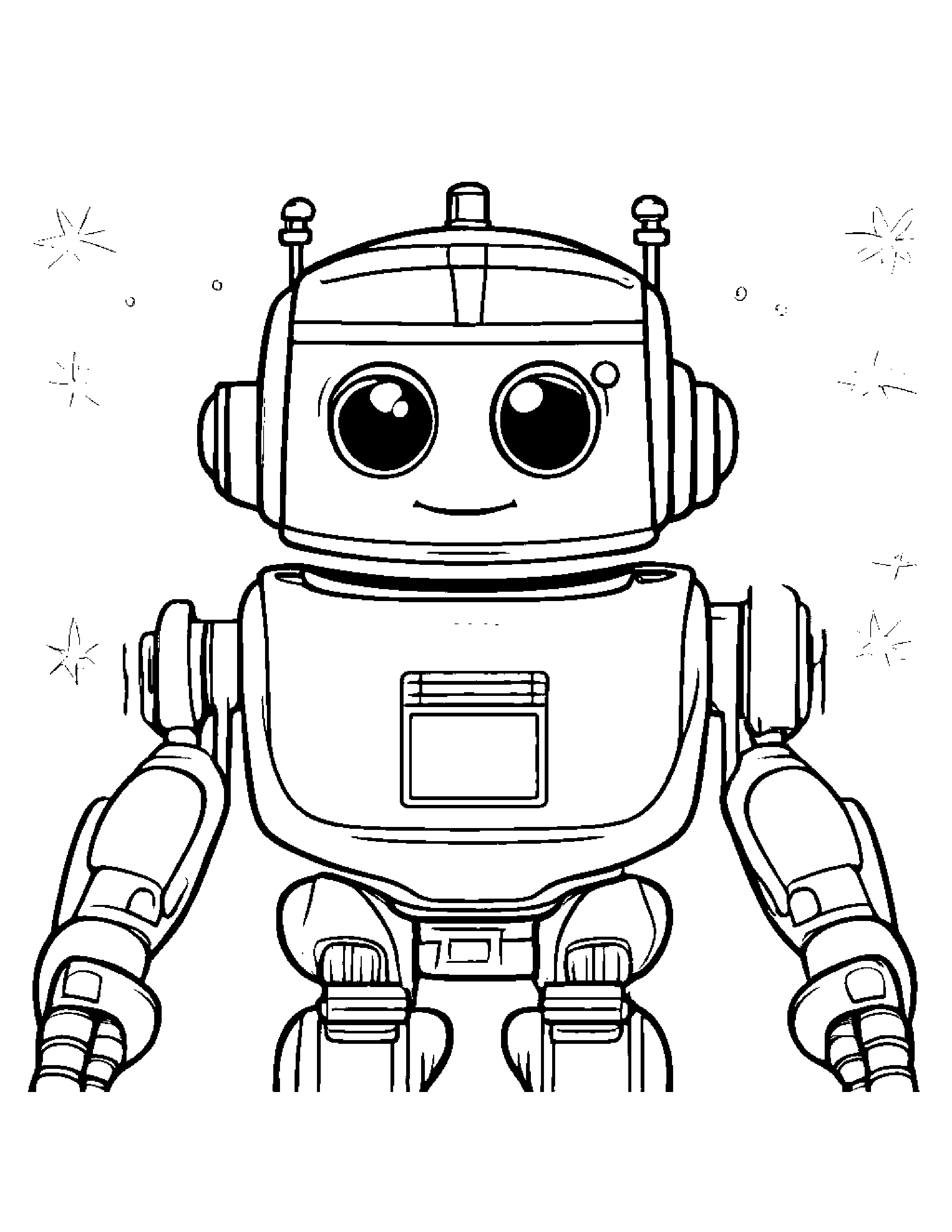 Polite Robot Buddy Coloring Page (Free Printable PDF)