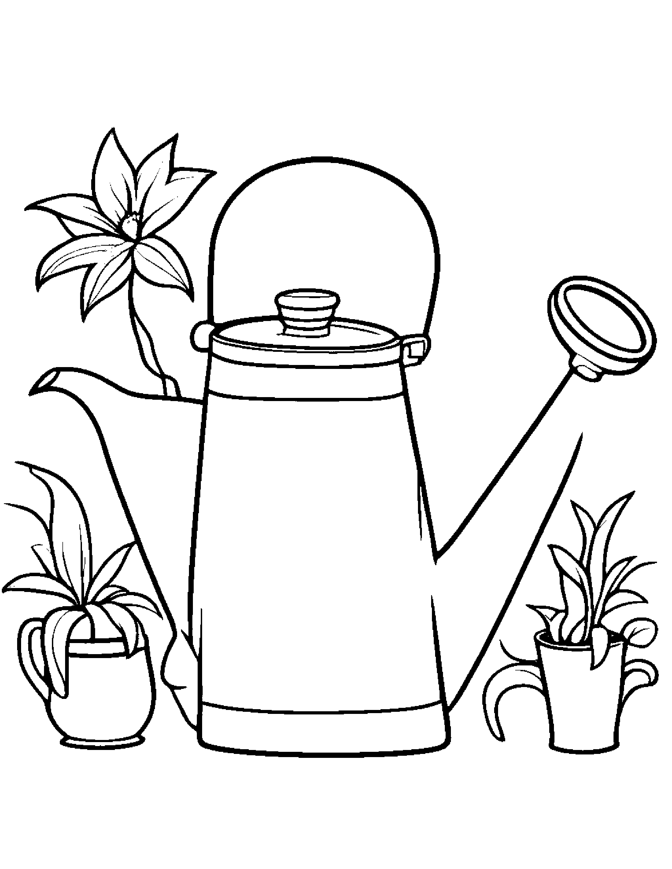 Polite Watering Can #2 Coloring Page (Free Printable PDF)