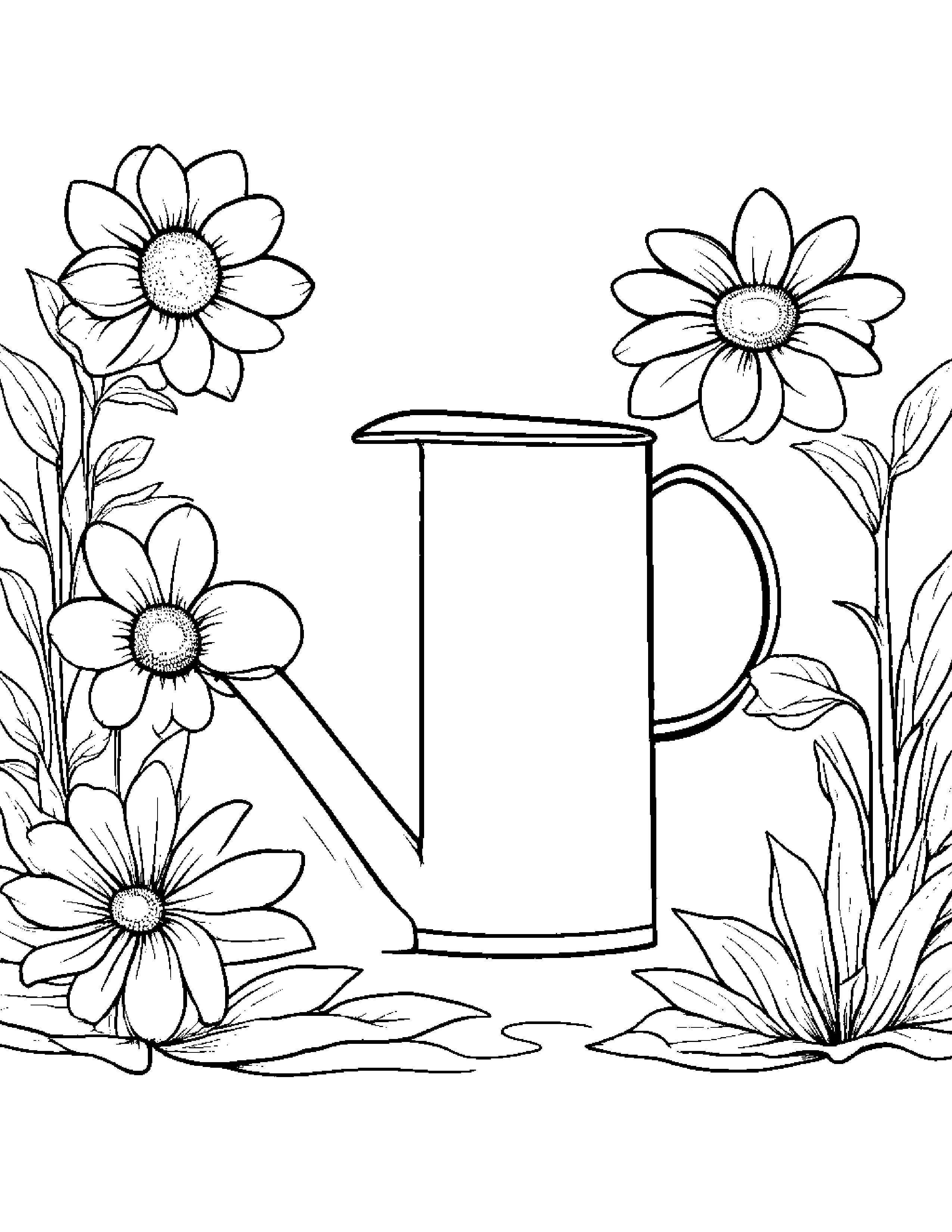 Polite Watering Can #4 Coloring Page (Free Printable PDF)