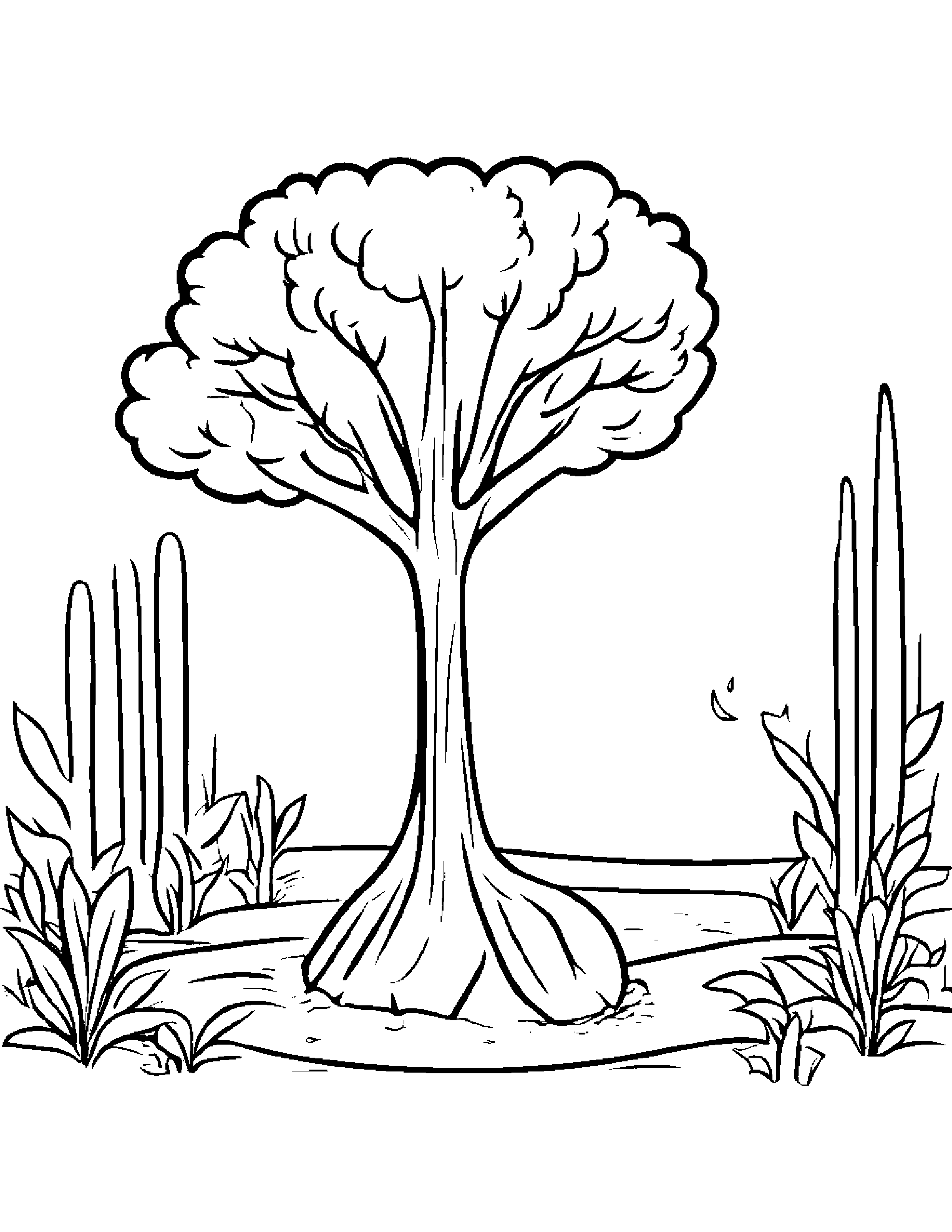Shovel Giving A High Five By A Little Tree #2 Coloring Page (Free Printable PDF)