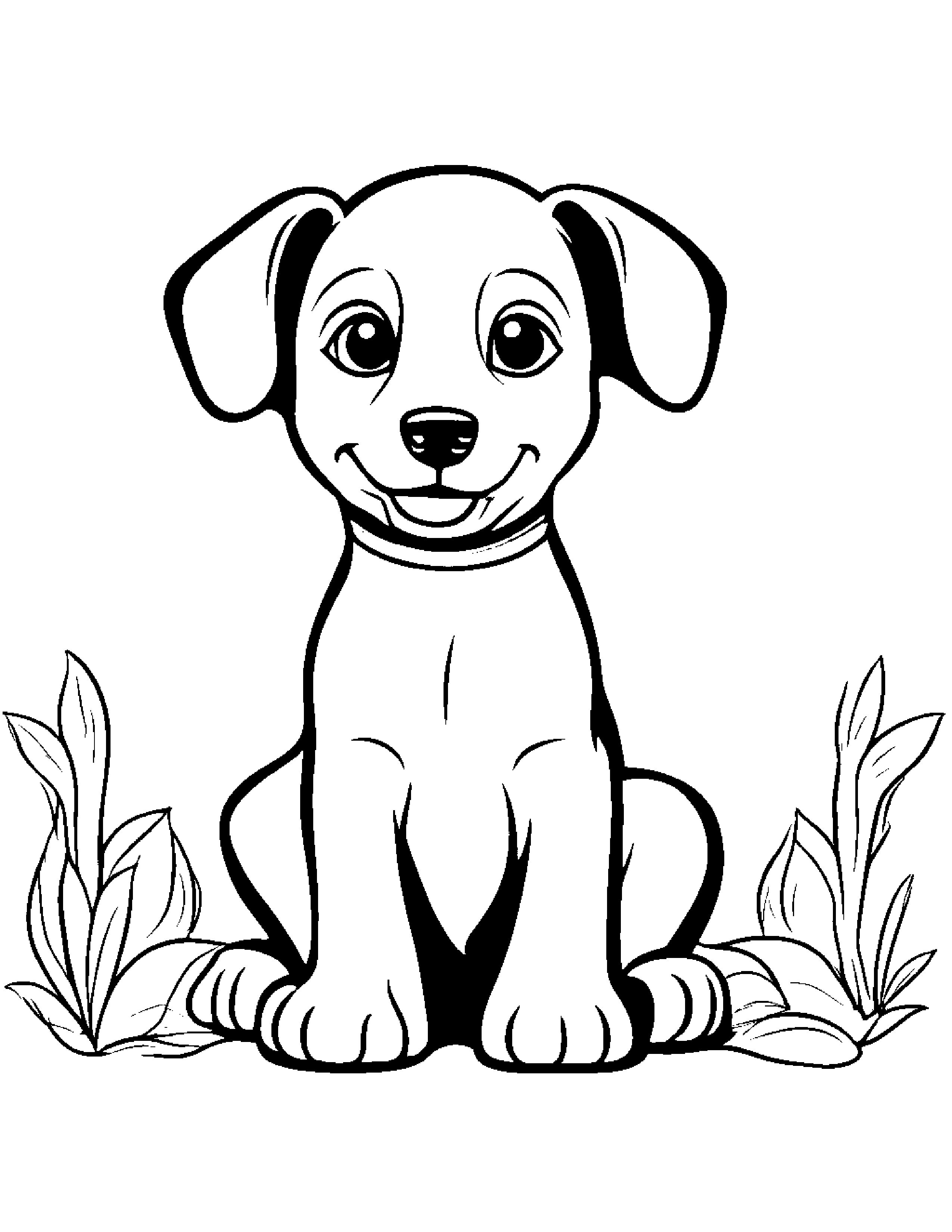 Shy Puppy Dog #2 Coloring Page (Free Printable PDF)