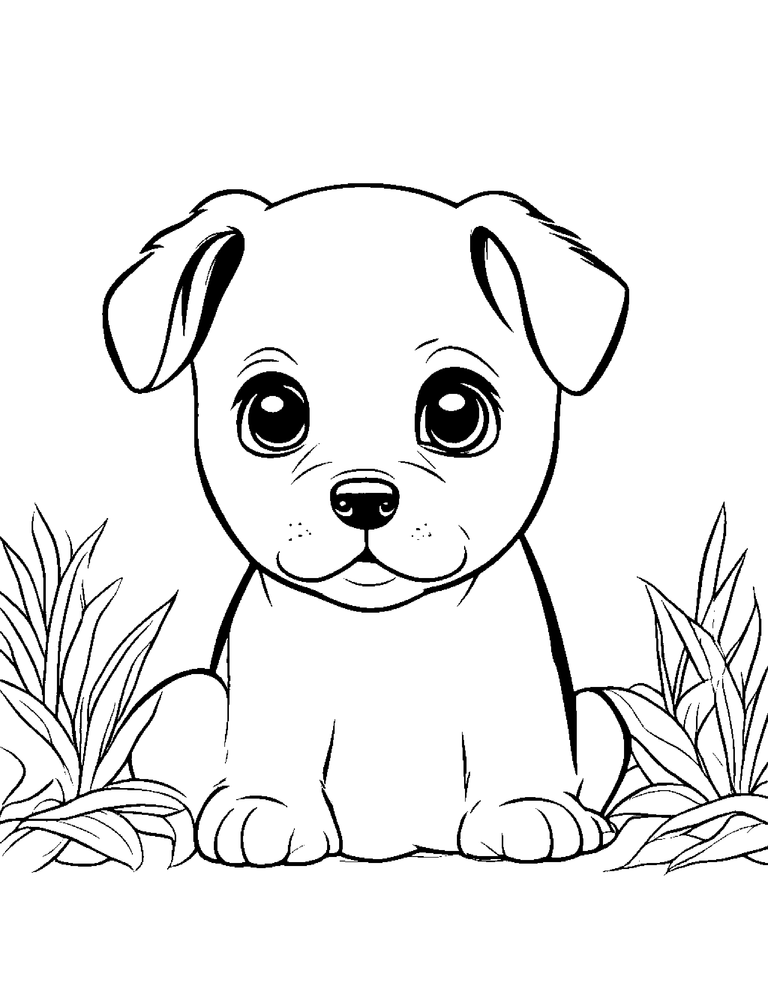 Shy Puppy Dog #3 Coloring Page (Free Printable PDF)