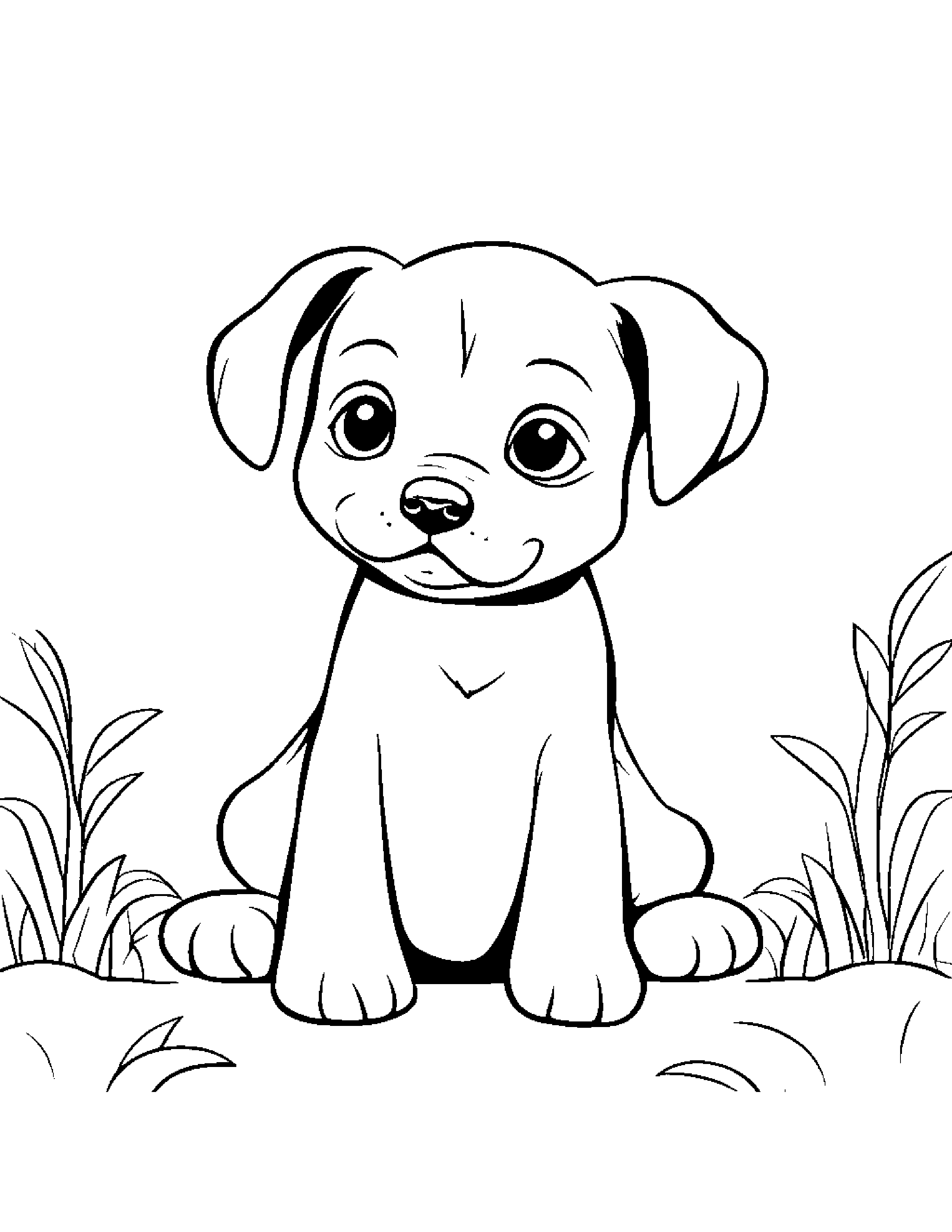 Shy Puppy Dog Coloring Page (Free Printable PDF)