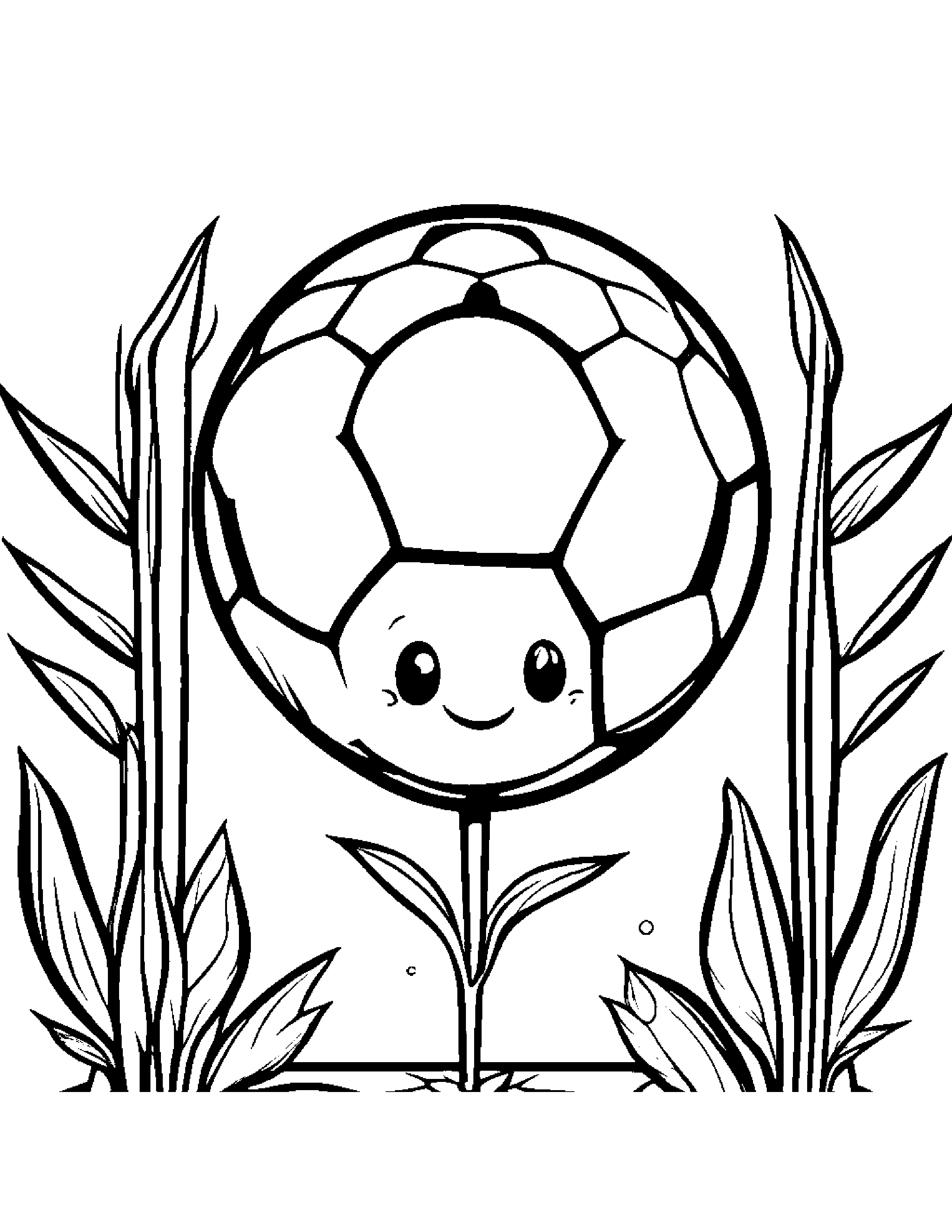 Soccer Ball Watering A Plant #2 Coloring Page (Free Printable PDF)