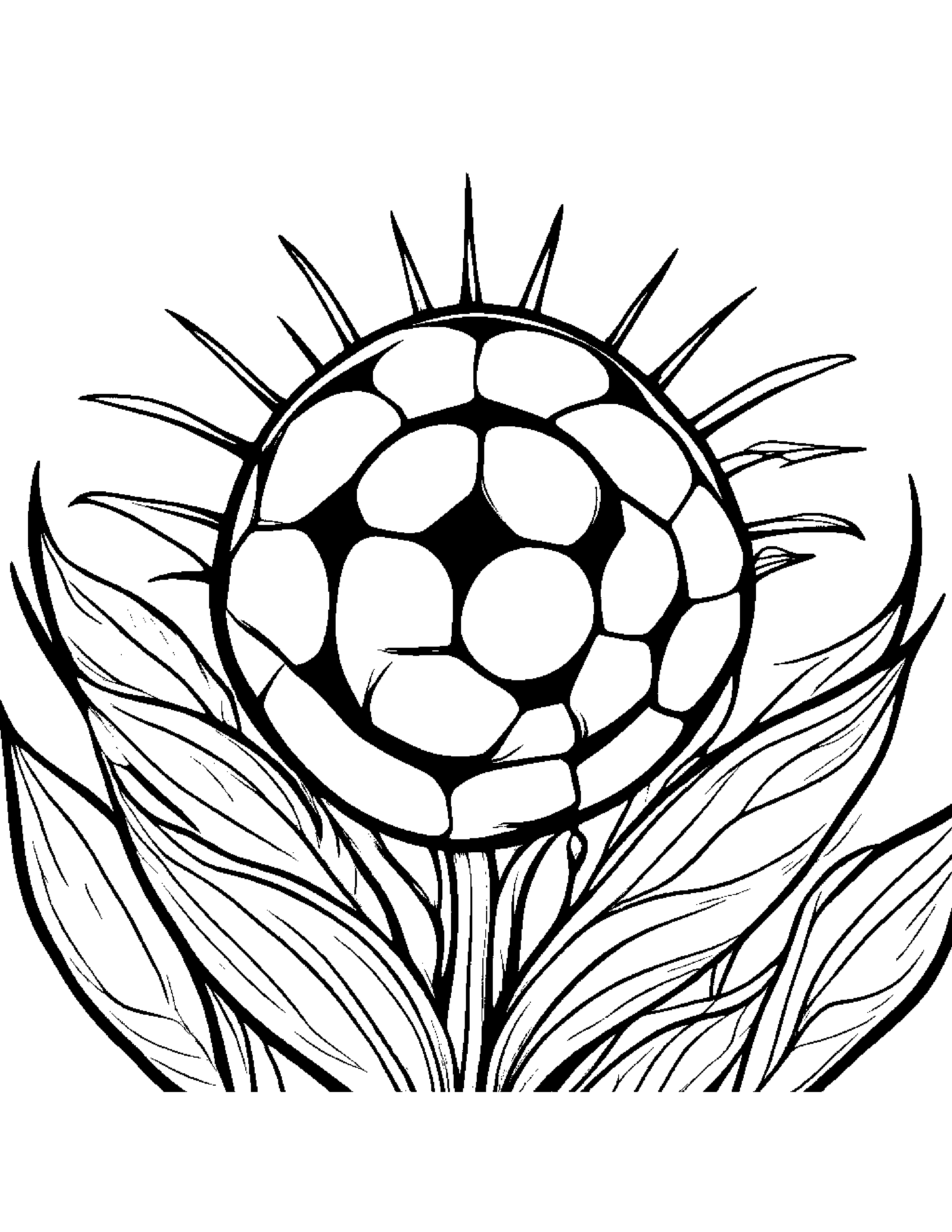 Soccer Ball Watering A Plant #3 Coloring Page (Free Printable PDF)