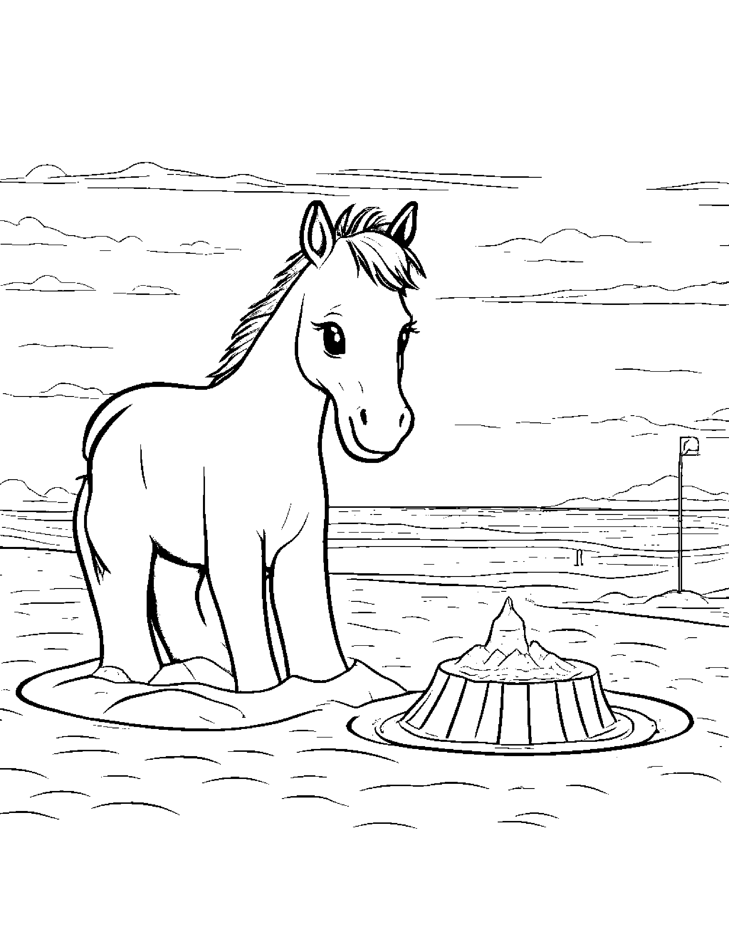 Sunny Foal Building A Sandcastle At The Playground #2 Coloring Page (Free Printable PDF)