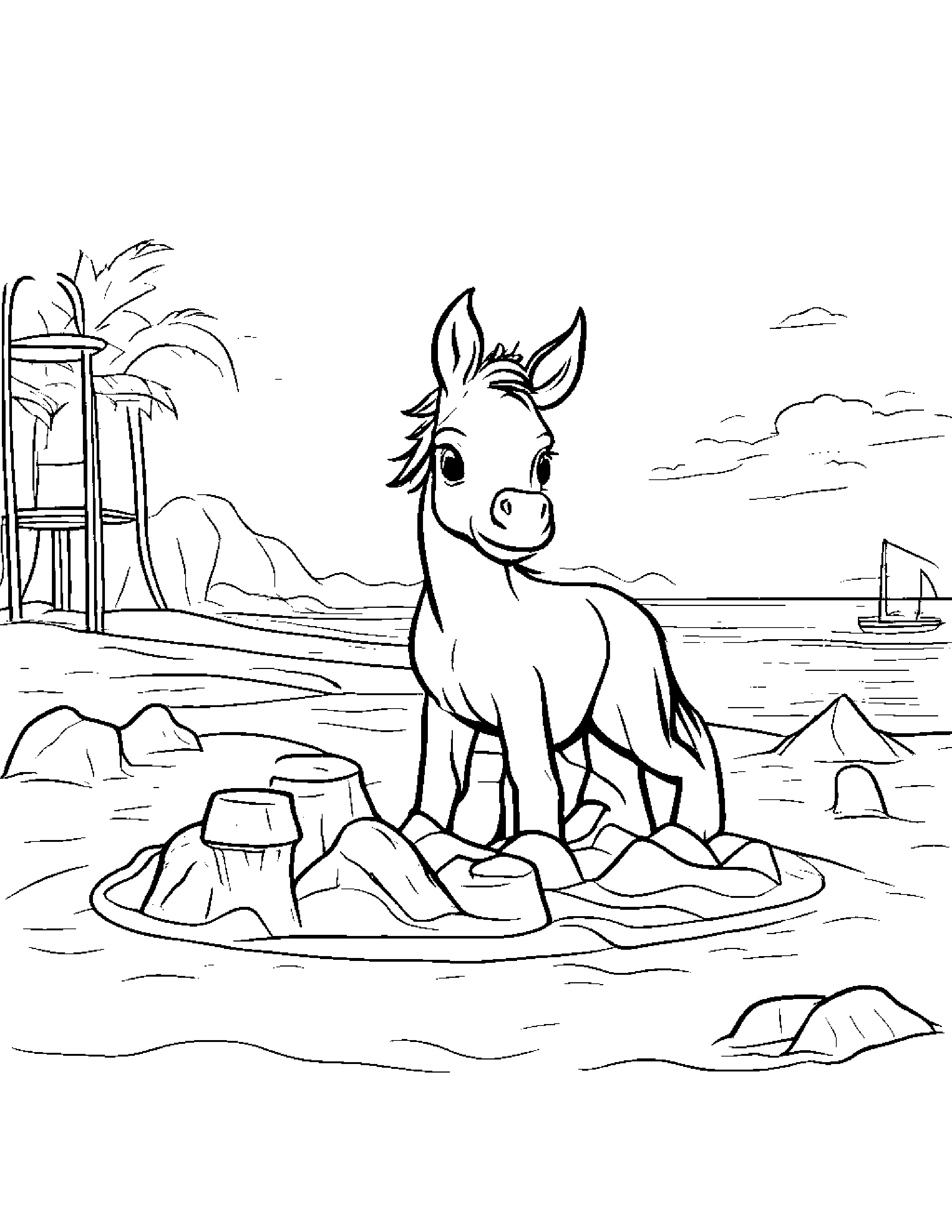 Sunny Foal Building A Sandcastle At The Playground #5 Coloring Page (Free Printable PDF)