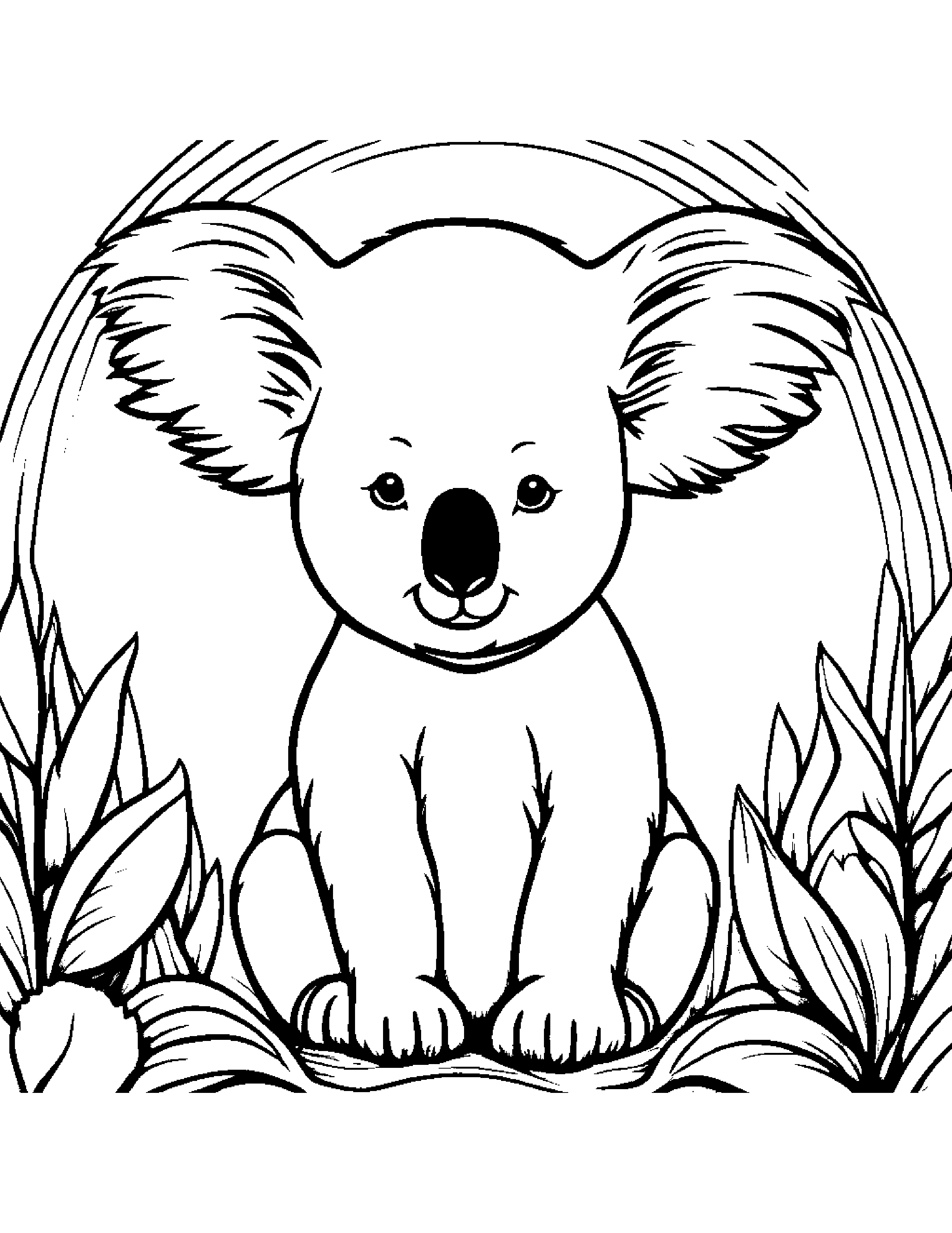 Sunny Koala Under A Rainbow #3 Coloring Page (Free Printable PDF)