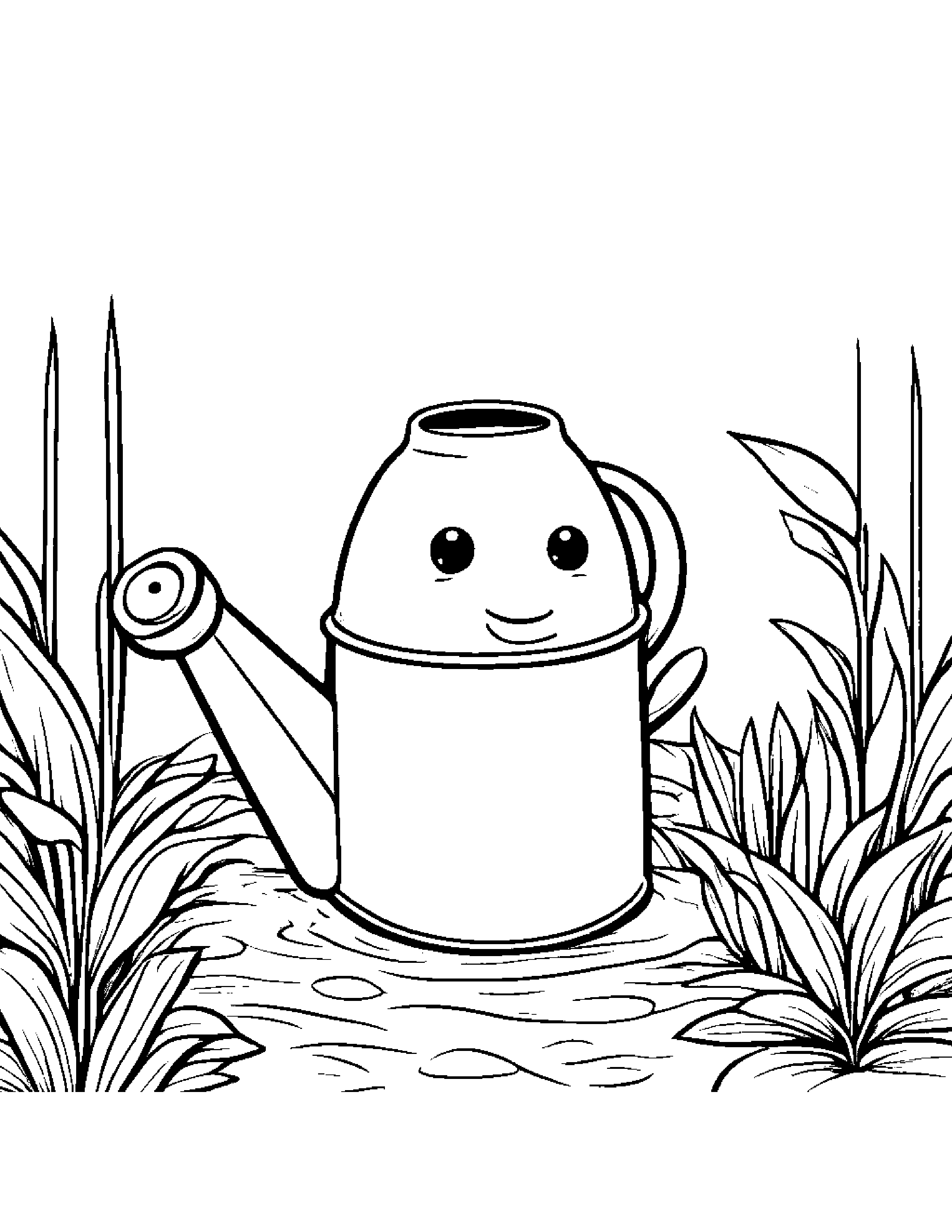 Watering Can Playing Hide-And-Seek #3 Coloring Page (Free Printable PDF)