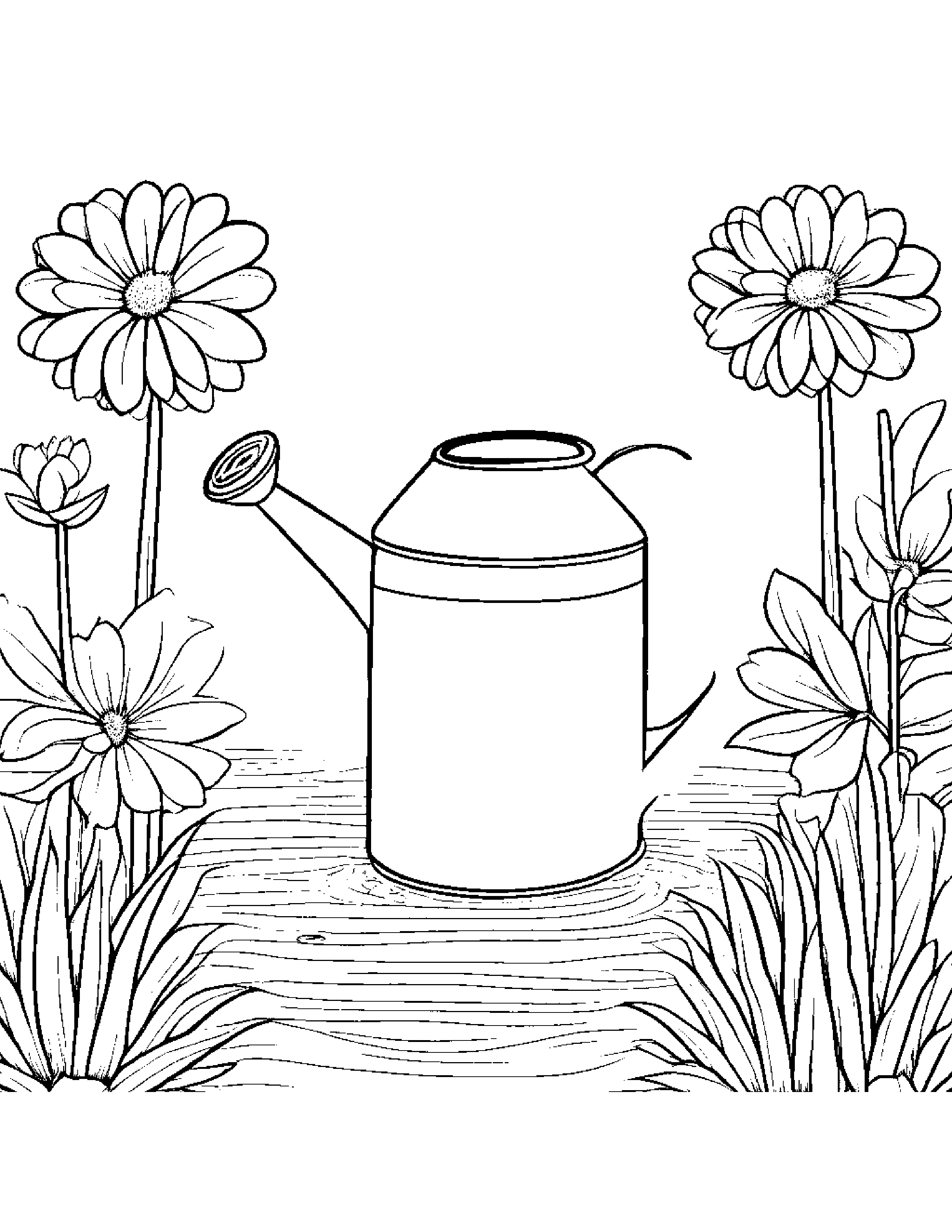 Watering Can Playing Hide-And-Seek Coloring Page (Free Printable PDF)
