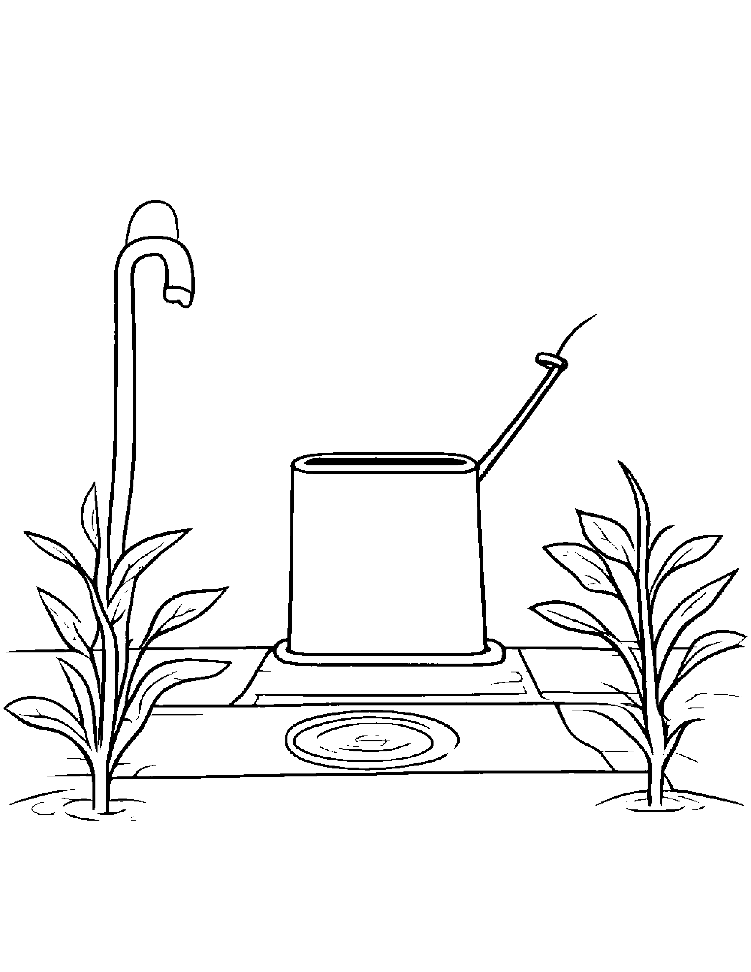 Watering Can Playing Hopscotch #2 Coloring Page (Free Printable PDF)