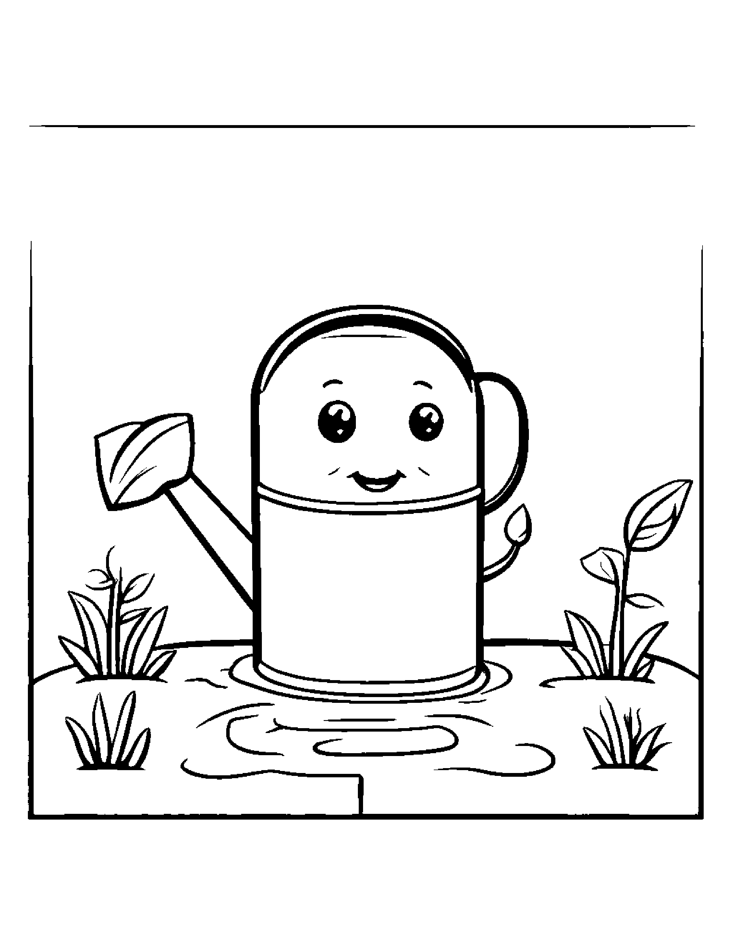 Watering Can Playing Hopscotch #3 Coloring Page (Free Printable PDF)
