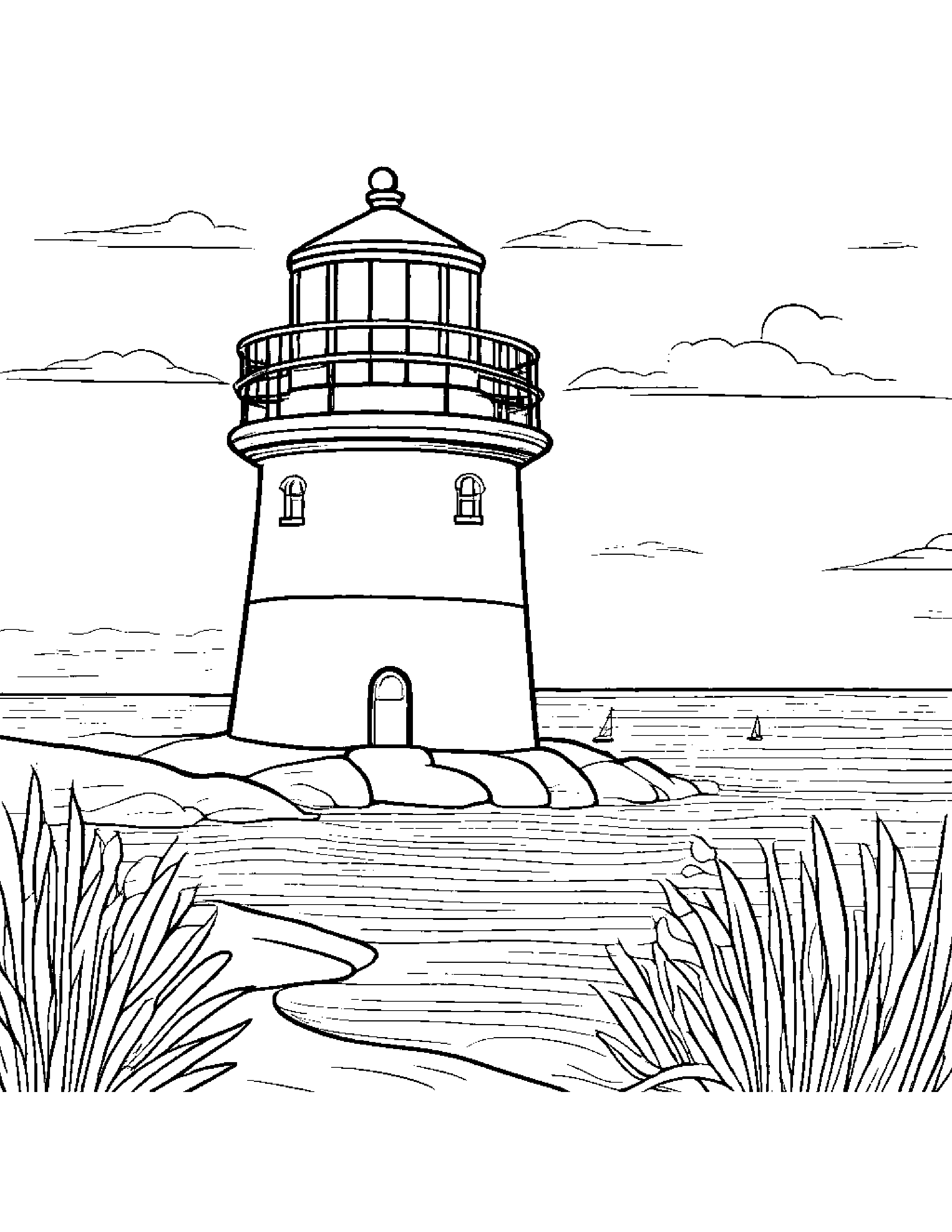 Watering Can Playing Pat-A-Cake Near A Lighthouse #2 Coloring Page (Free Printable PDF)