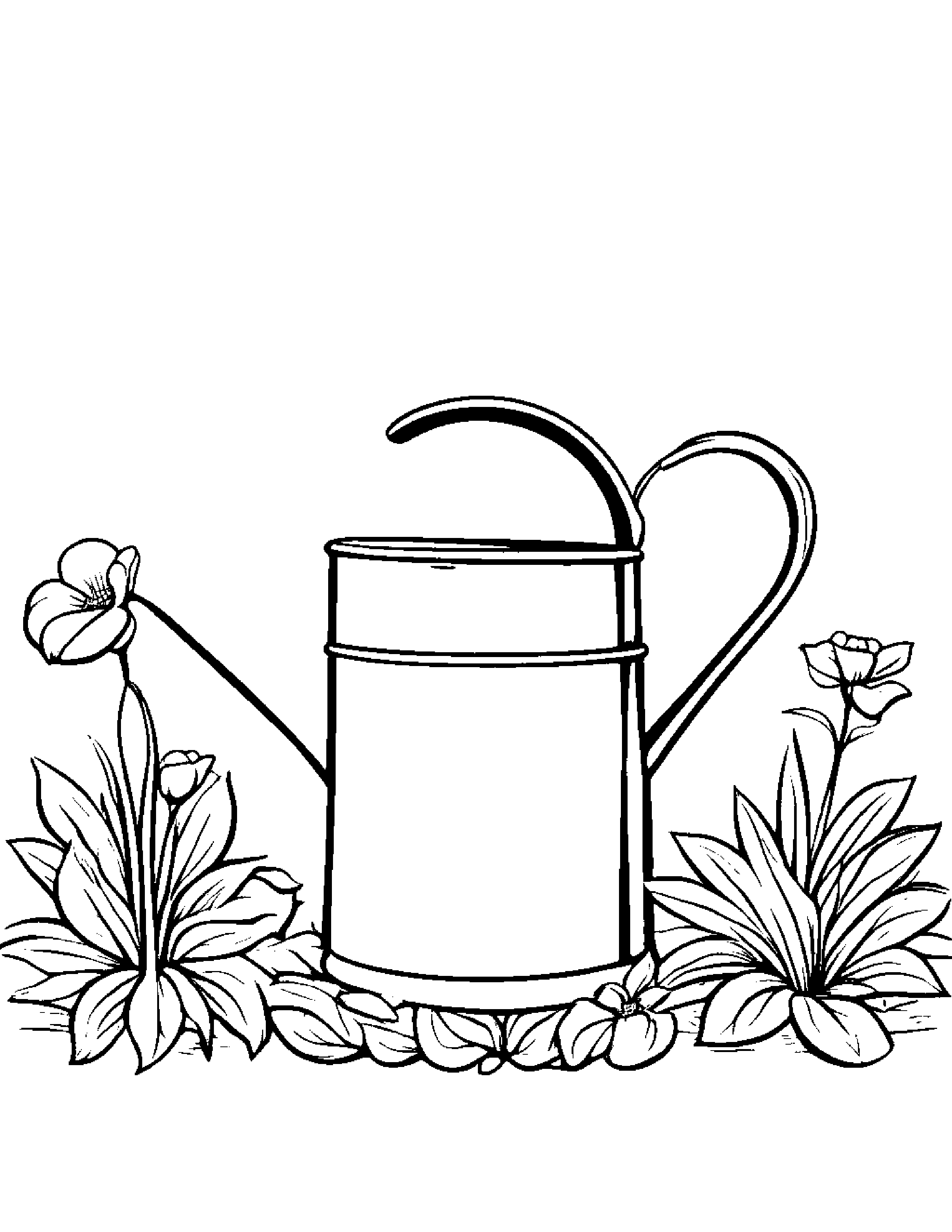 Watering Can Sharing #3 Coloring Page (Free Printable PDF)