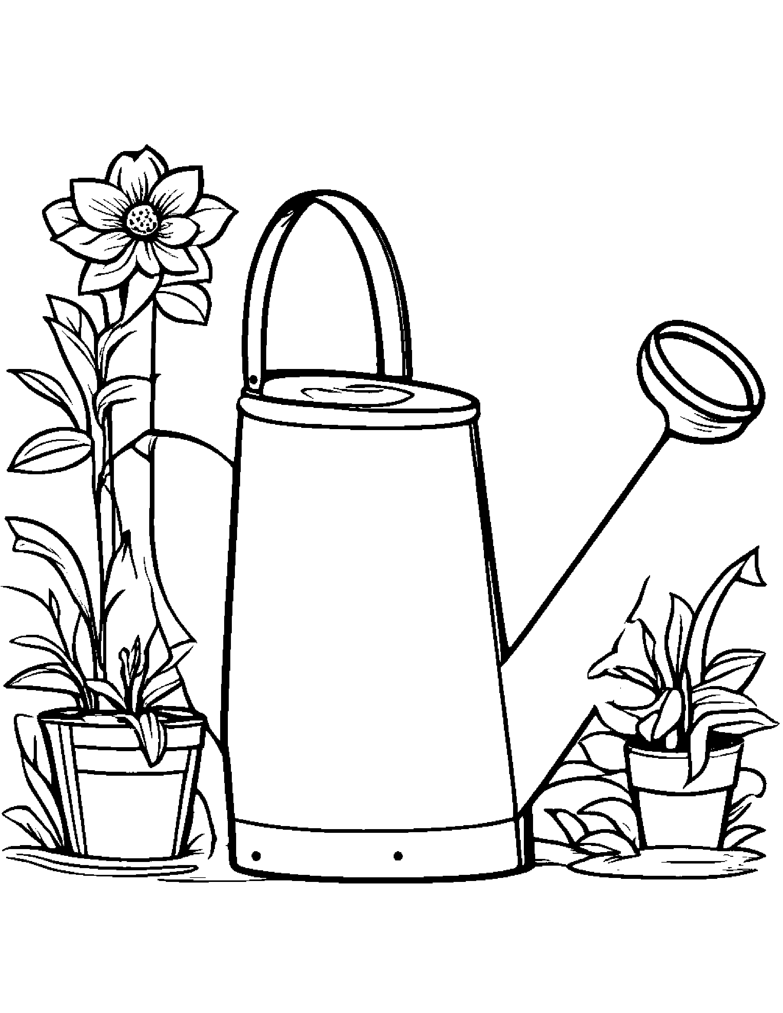 Watering Can Sharing Coloring Page (Free Printable PDF)