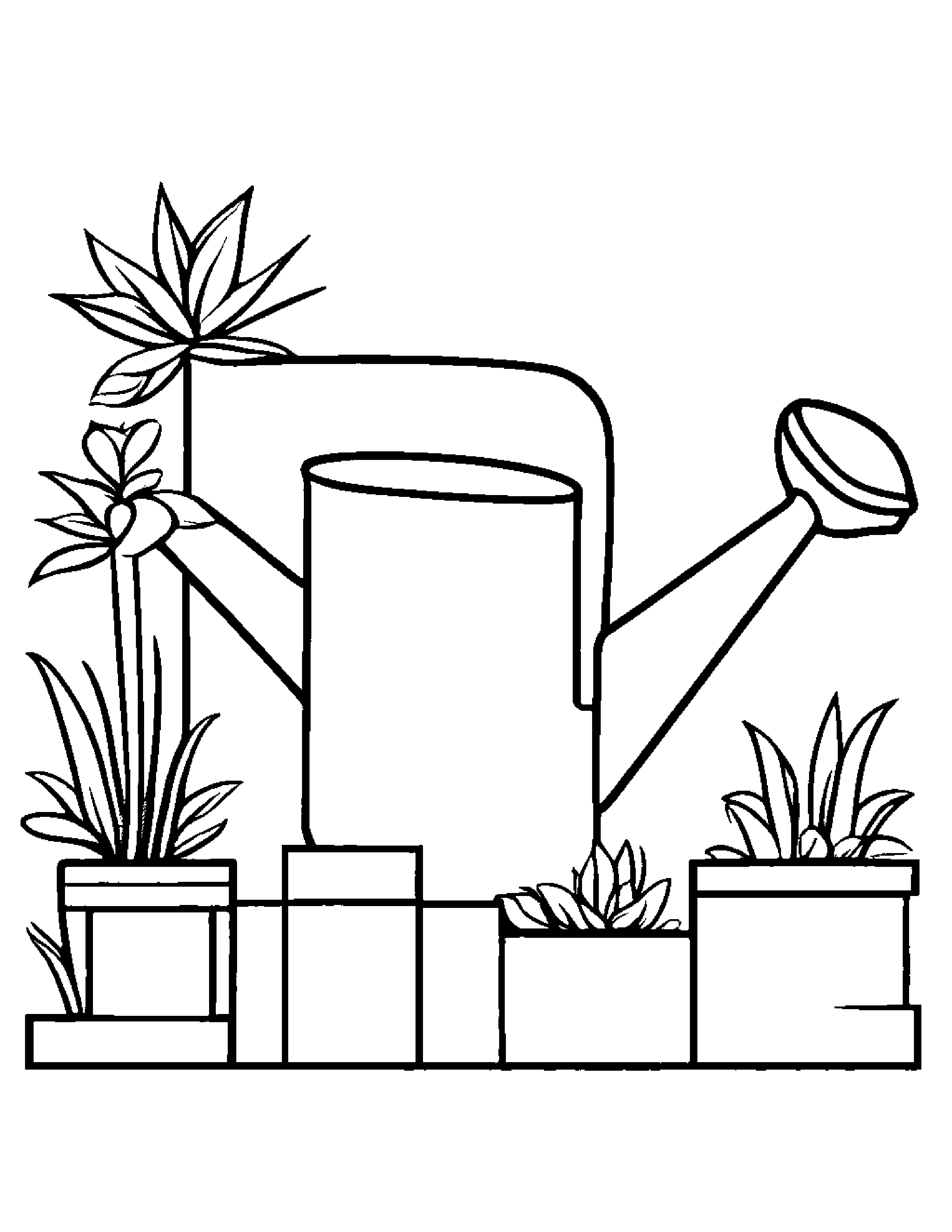 Watering Can Stacking Blocks #2 Coloring Page (Free Printable PDF)