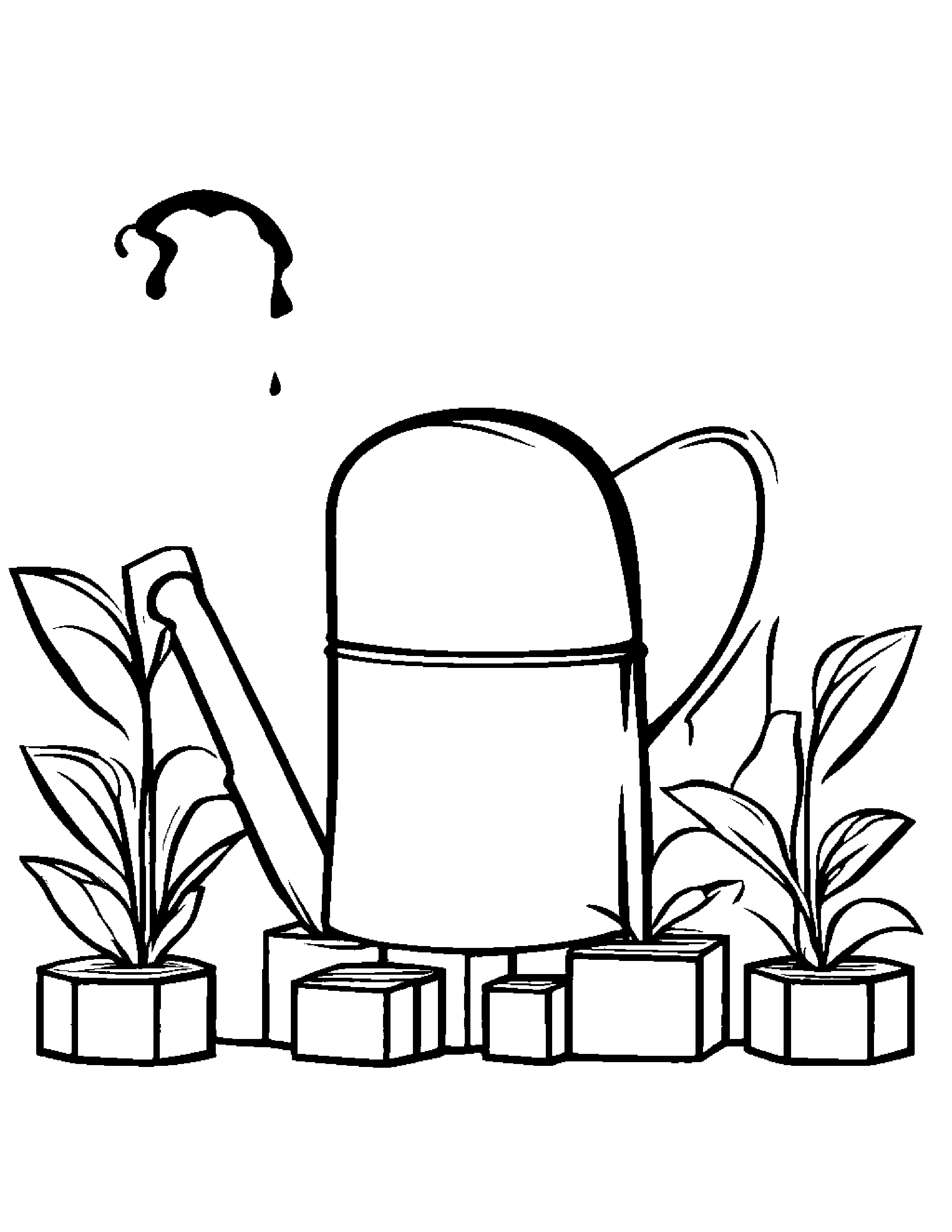 Watering Can Stacking Blocks #3 Coloring Page (Free Printable PDF)