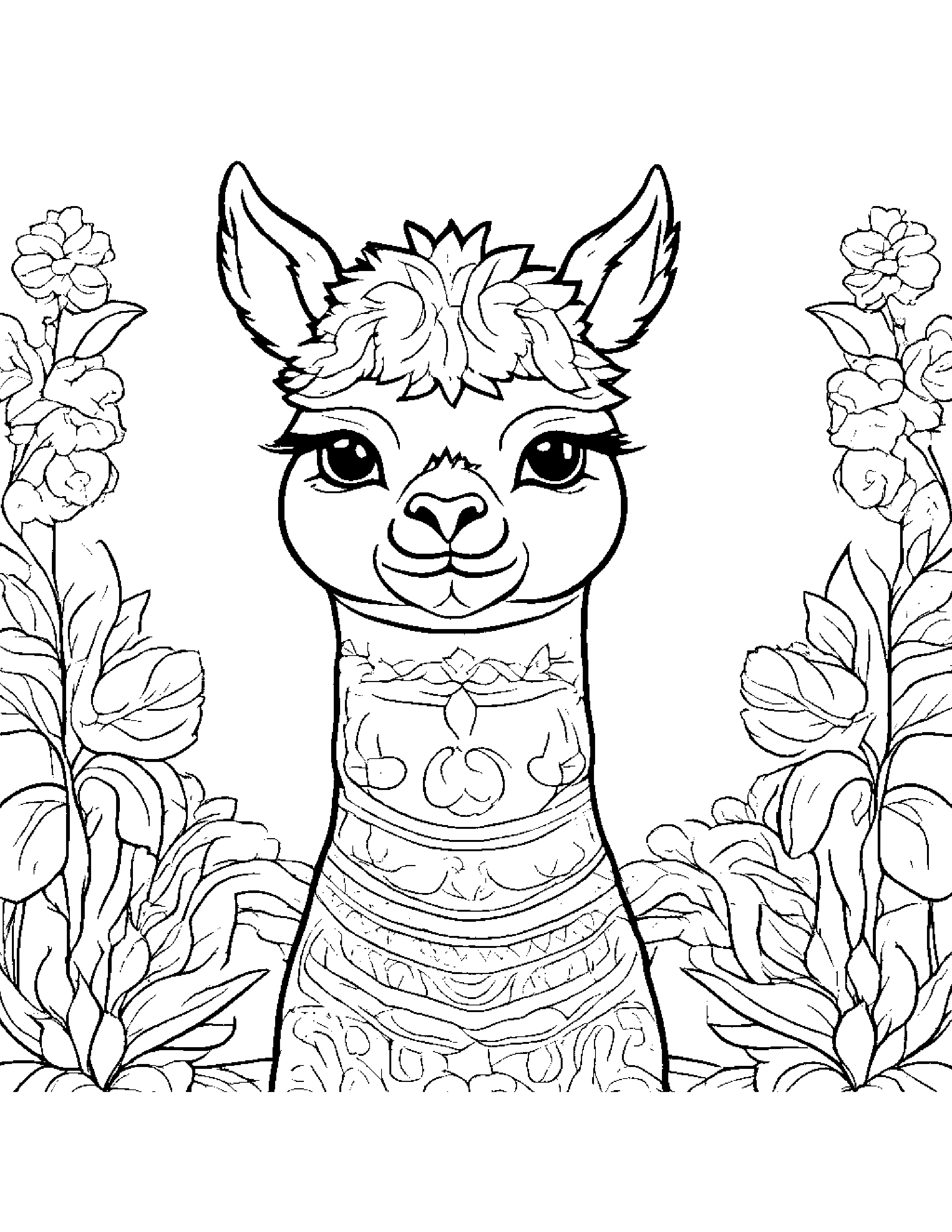 Zippy Alpaca #2 Coloring Page (Free Printable PDF)
