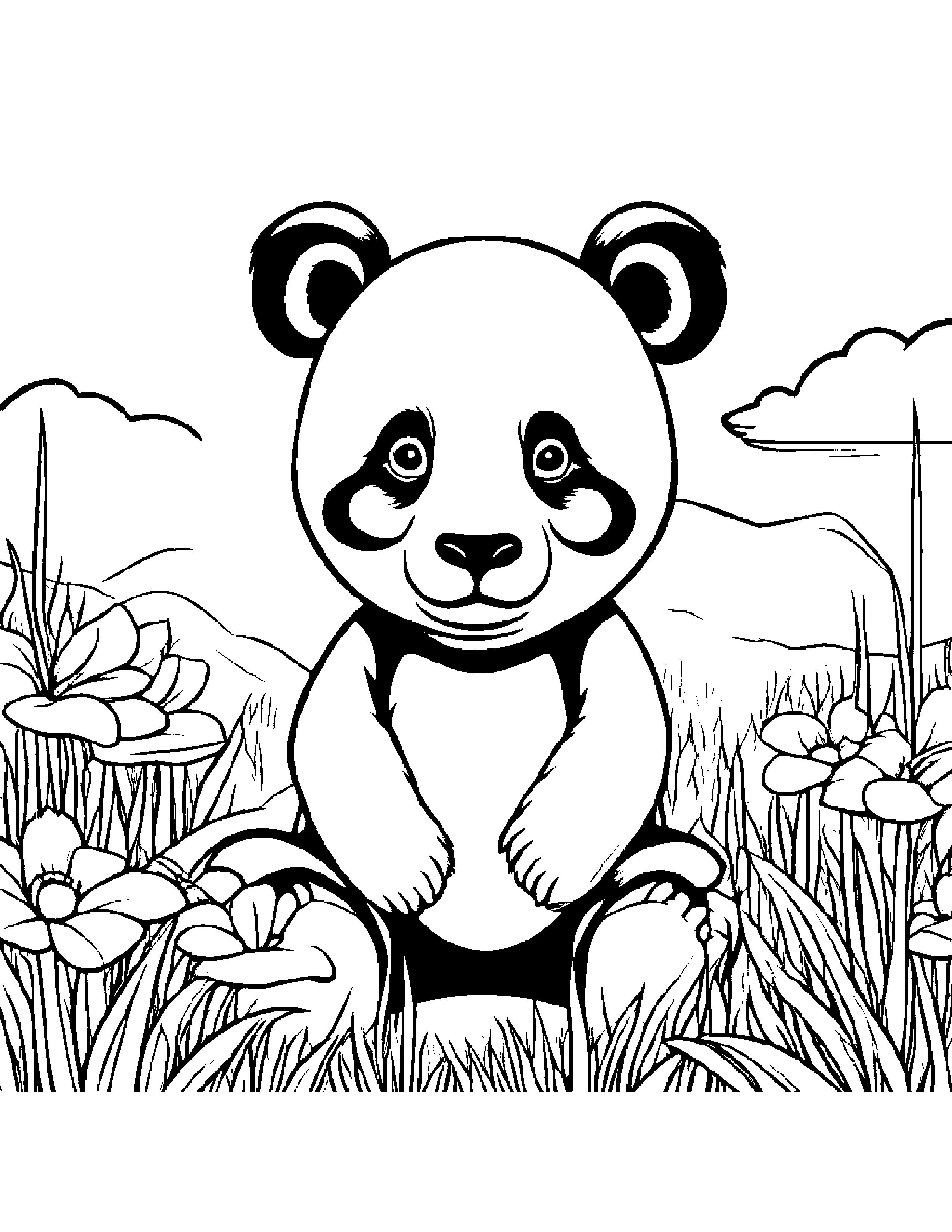 Zippy Panda In A Sunny Meadow #3 Coloring Page (Free Printable PDF)