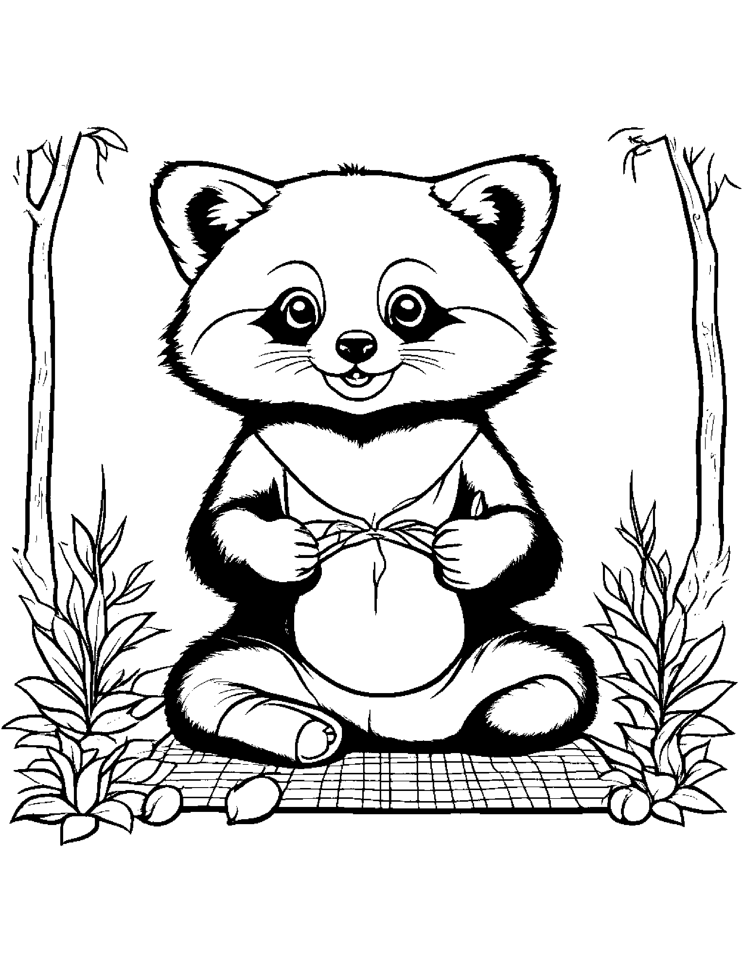 Zippy Red Panda Planting A Seed On A Picnic Blanket #3 Coloring Page (Free Printable PDF)
