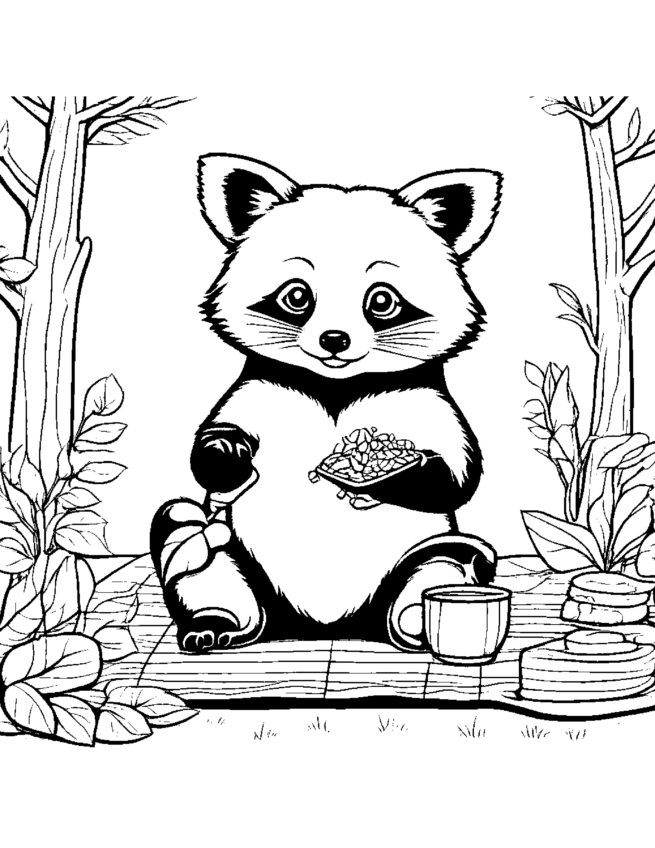 Zippy Red Panda Planting A Seed On A Picnic Blanket #5 Coloring Page (Free Printable PDF)
