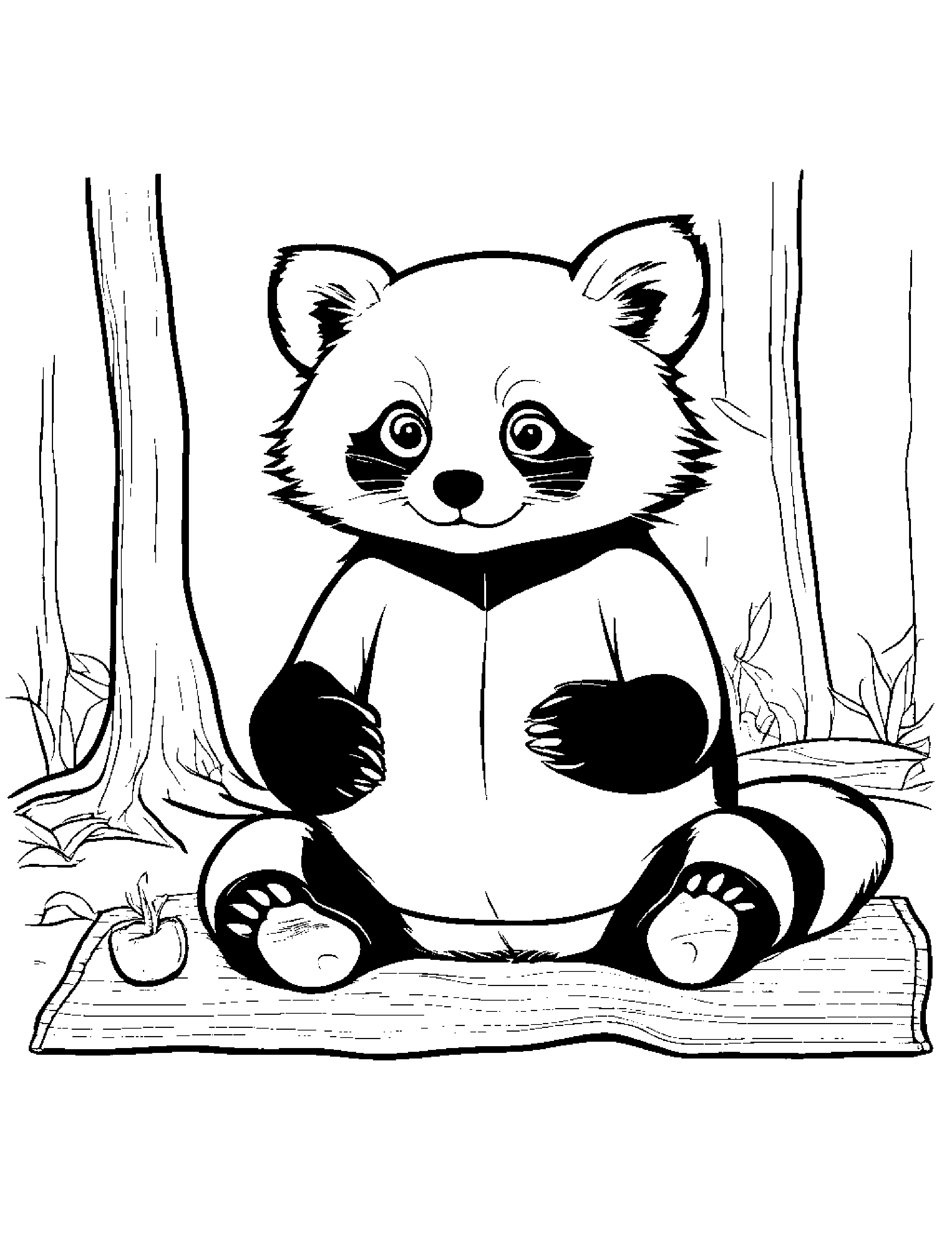 Zippy Red Panda Planting A Seed On A Picnic Blanket Coloring Page (Free Printable PDF)