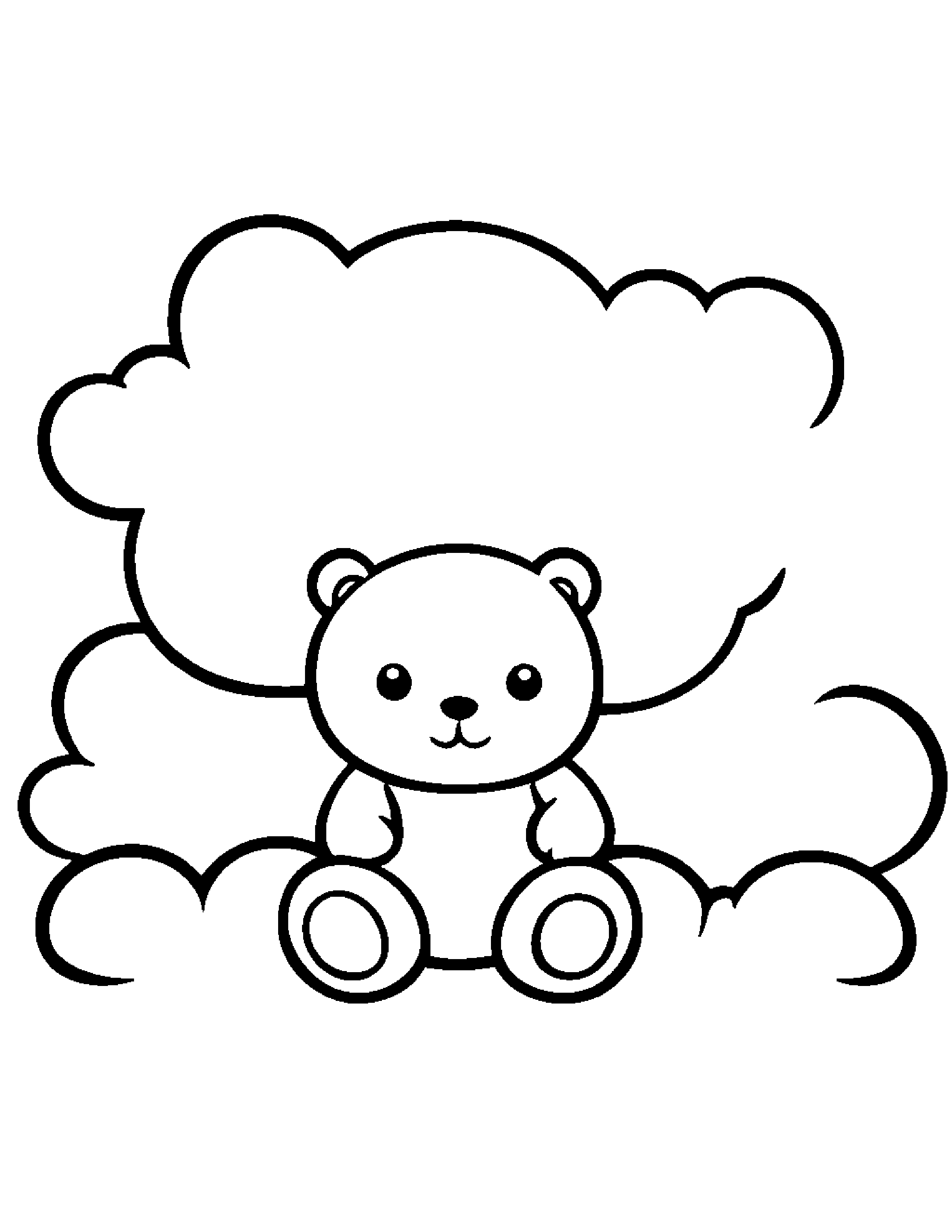 Cloud With Cheeks With A Teddy Coloring Page (Free Printable PDF)